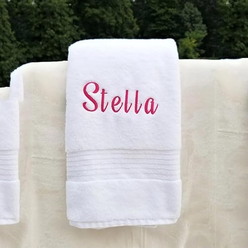 Toalla de playa personalizada con nombre bordado con nombre bordado, toallas blancas bordadas con nombre/logotipo, grande