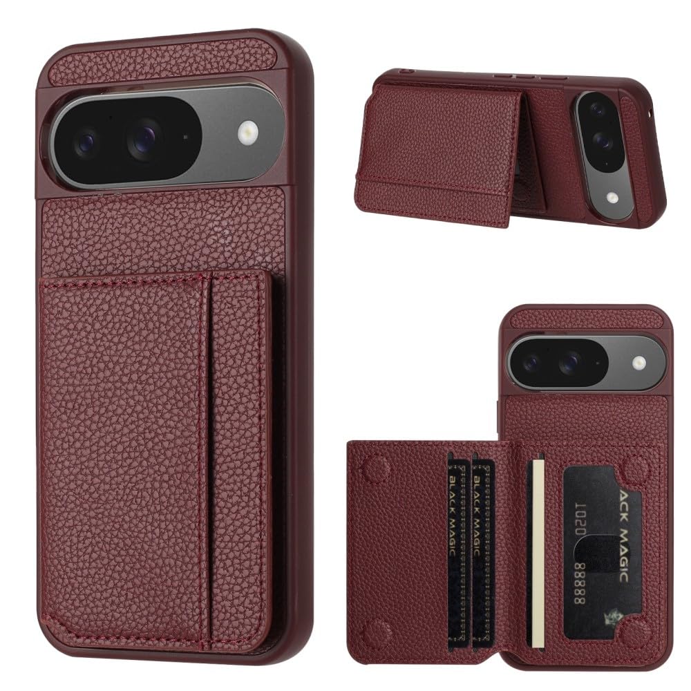 Étui Google Pixel 10 5G bordeaux housse portefeuille support silicone