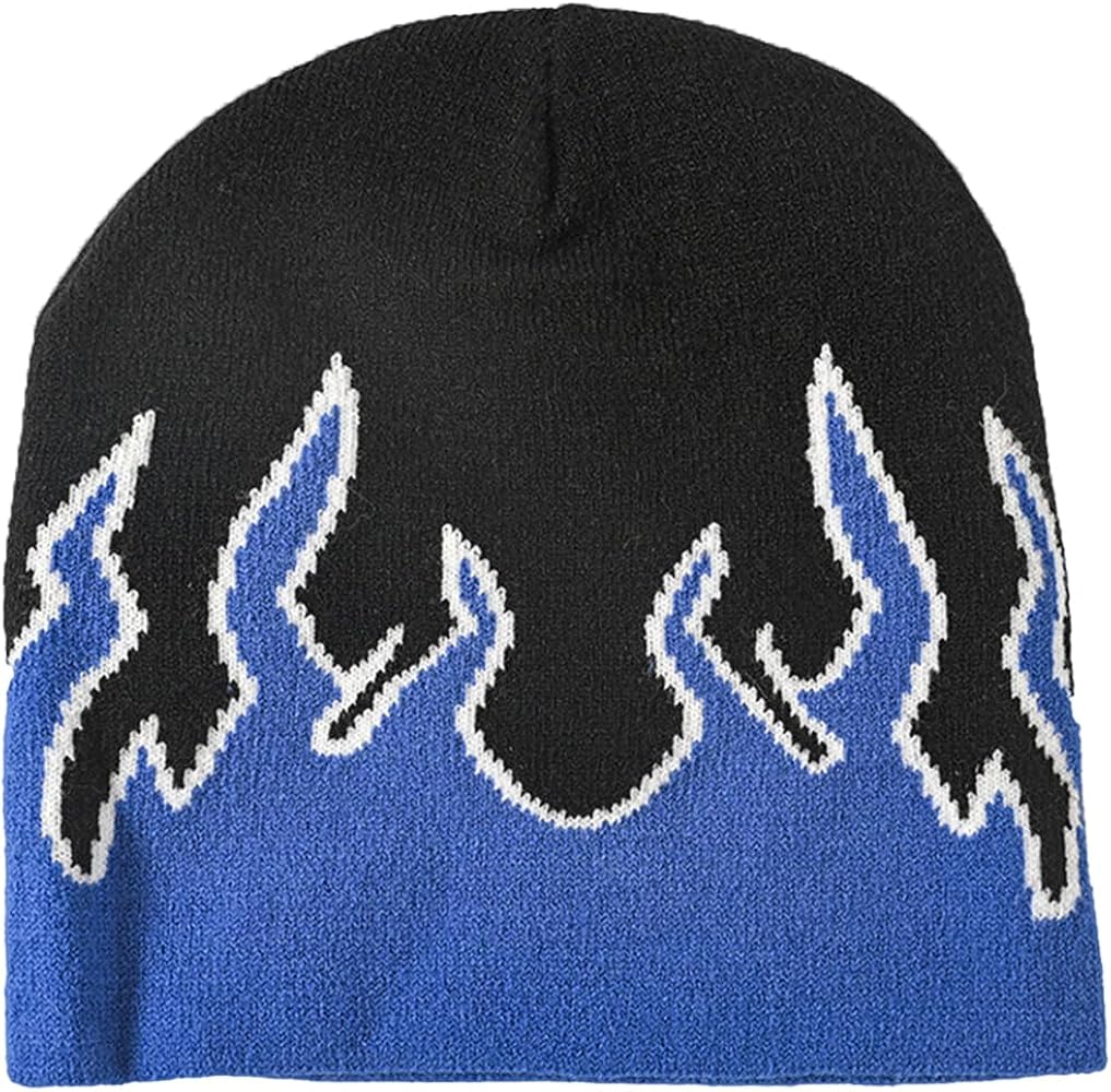 CORIRESHA Women Y2K Flame Beanie Knitted Hats Winter Fall Men Warm