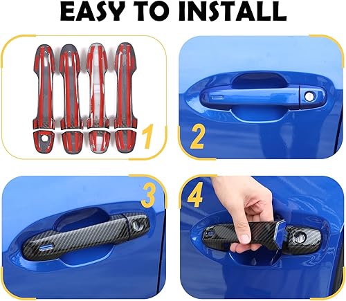 Miniatura 5 de Cubierta para manija de puerta exterior de automóvil compatible con Subaru WRX 2021-2023, borde de cubierta de manija de puerta inteligente lateral