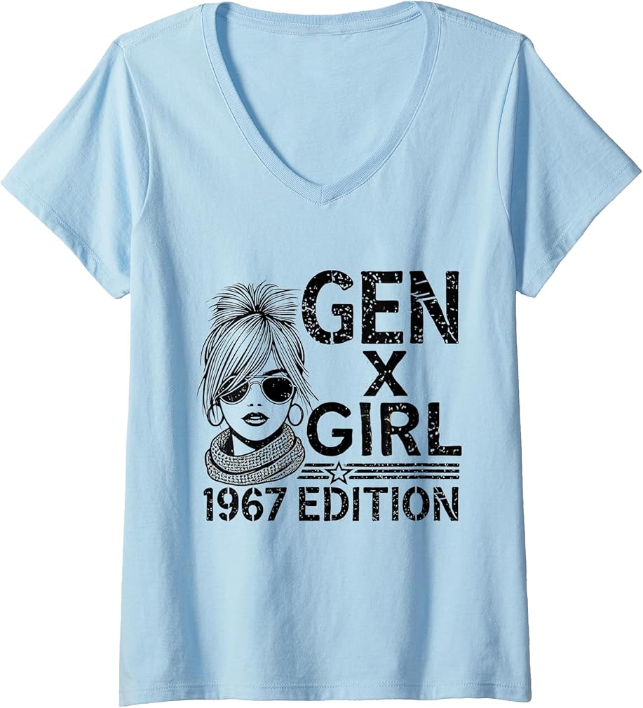 Womens Vintage Retro Gen X Girl - 1967 Edition V-Neck T-Shirt
