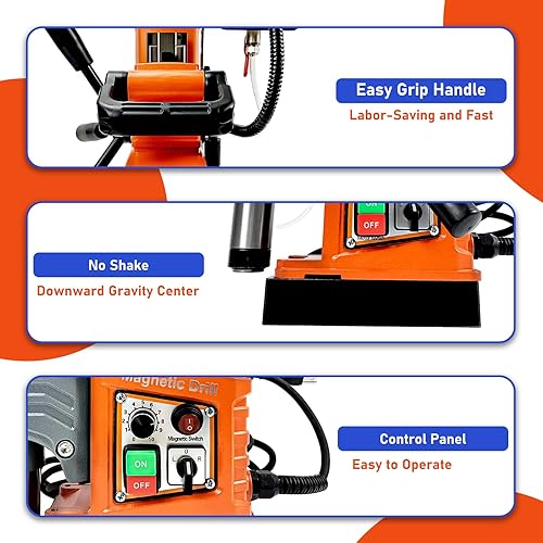 Miniatura 6 de Taladro magnético, 1400 W 2 pulgadas de diámetro de mandrino, 810 RPM Power Magnetic Drill Press, 2922lbf/13000N Prensa de taladro con velocidad