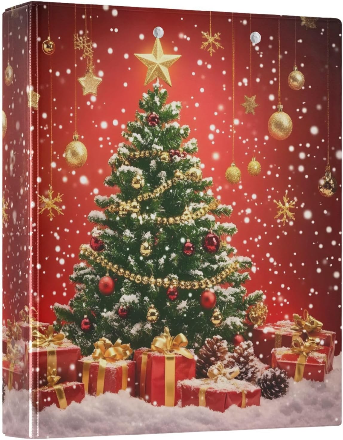 3 Ring Binder Christmas Tree Gift Box 1.5 inch Binders Three Ring Binders with Clipboard Fit 8.5'' x 11'' Paper 3 Interior PVC Clear Pockets for Office Supplies