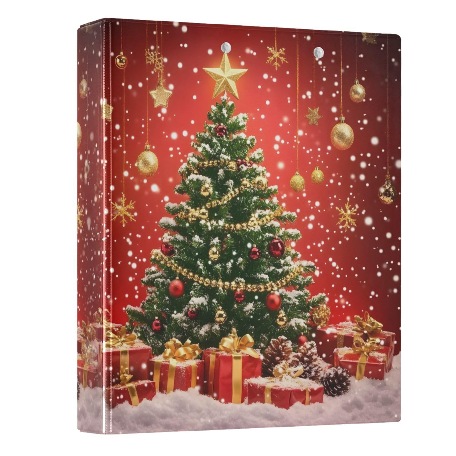 3 Ring Binder Christmas Tree Gift Box 1.5 inch Binders Three Ring Binders with Clipboard Fit 8.5'' x 11'' Paper 3 Interior PVC Clear Pockets for Office Supplies