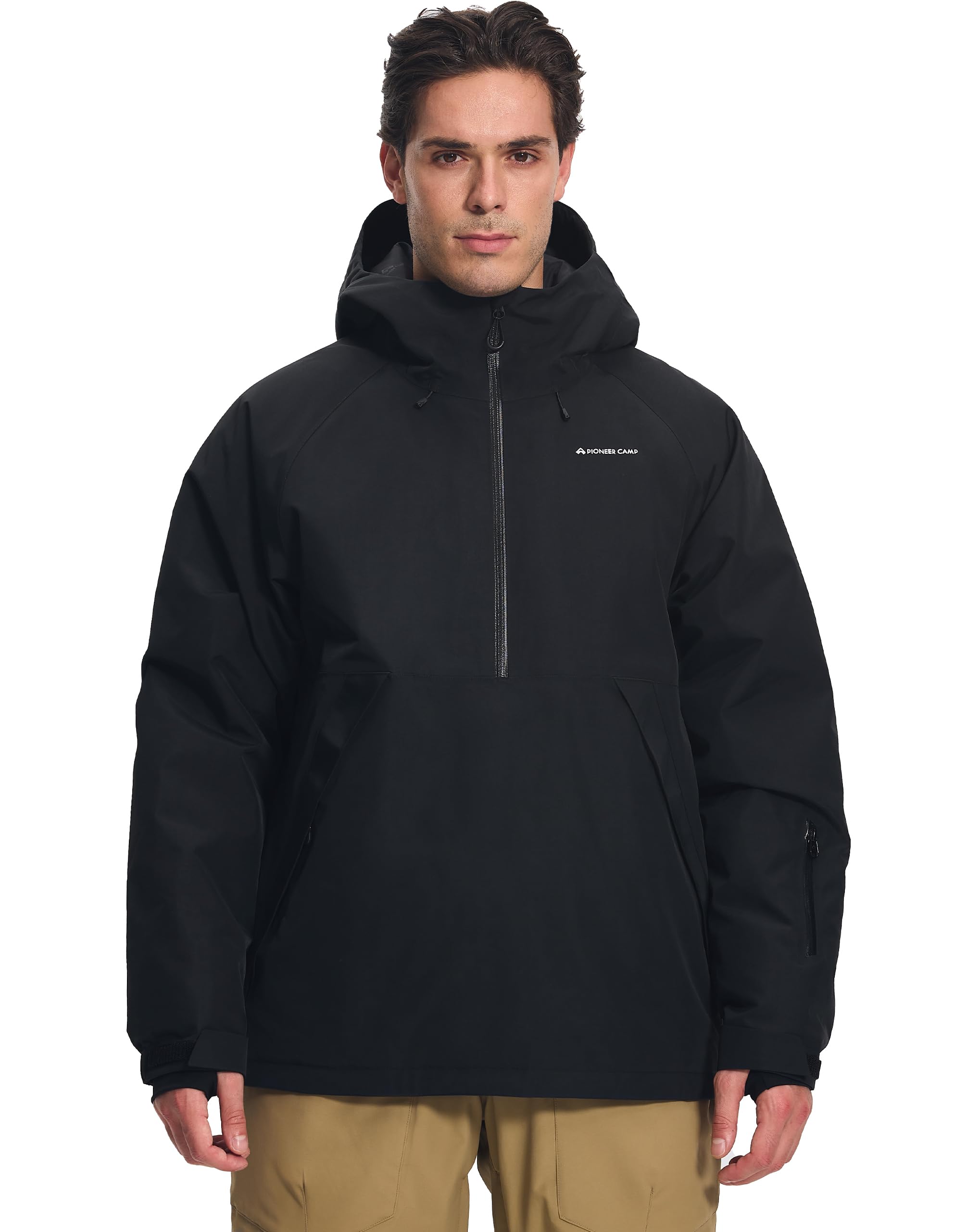 Pioneer Camp Herren Semi-Front Skijacke mit 10000 mm Wassersäule – Wasserdichte & atmungsaktive (7000 g) Ski- und Snowboardjacke mit abnehmbarem Schneerock, Verstellbarer Kapuze