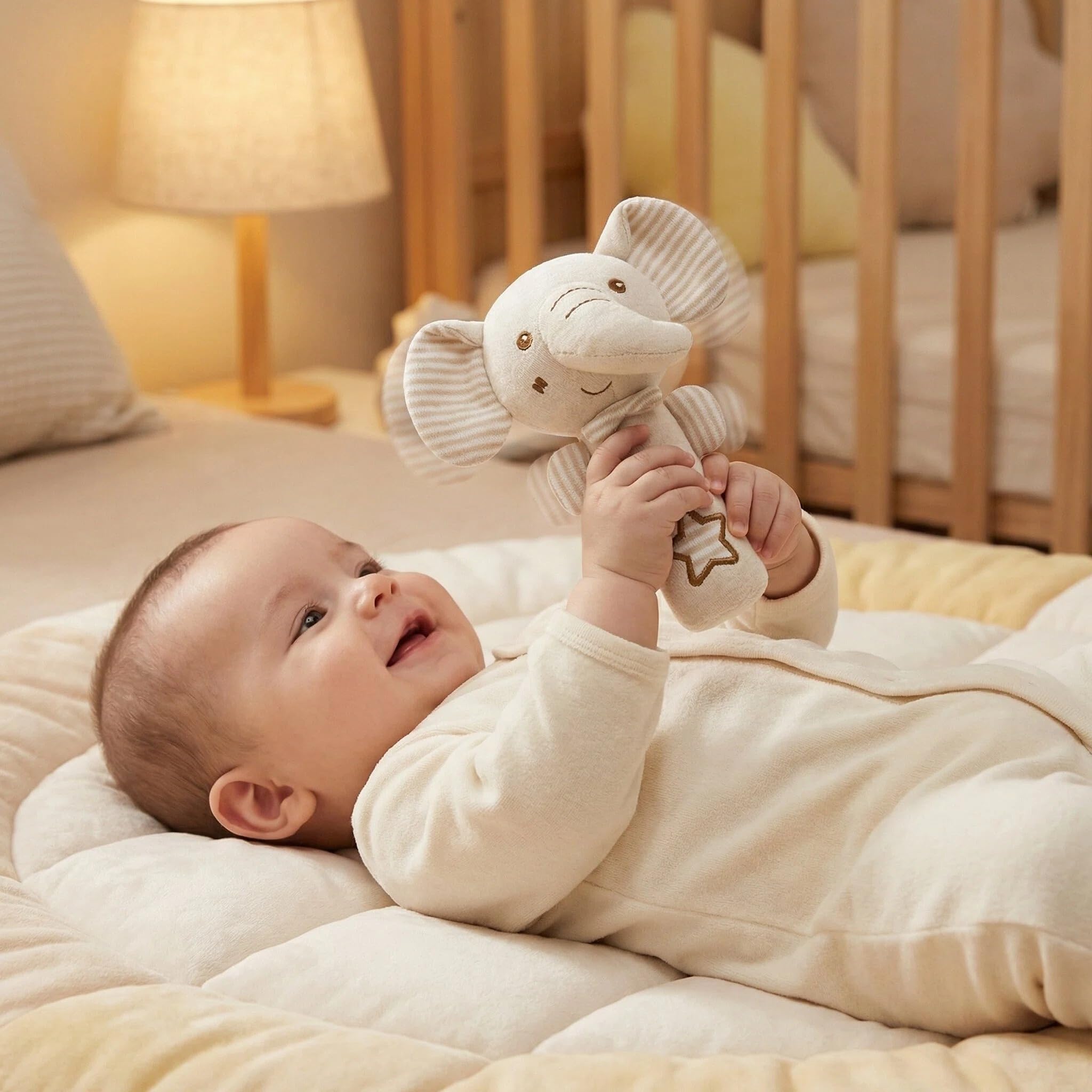 2 Pcs Soft Rattle Toys for Babies 0-6 Months,Baby Soft Rattle Sensory Toys,Plush Animal Hand Rattles Toys,Babies Sensory,Early Developmental Newborn Baby Birthday Gifts,Girls Boys Babies (Elephant) - Image 7