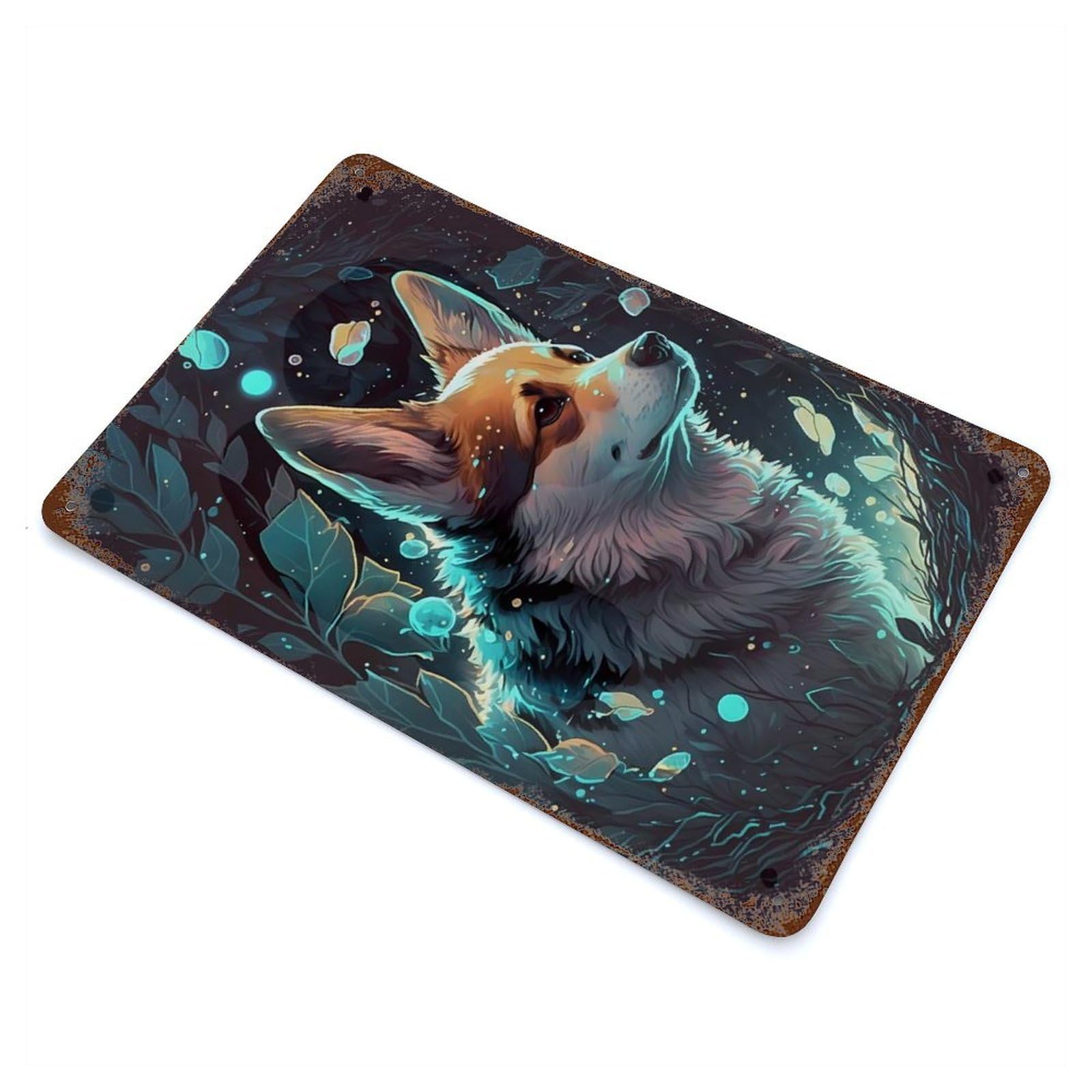 Corgi Dog Retro Metal Sign 11.8"x7.9", Rustic Home Decor for Garage, Pub Or Kitchen