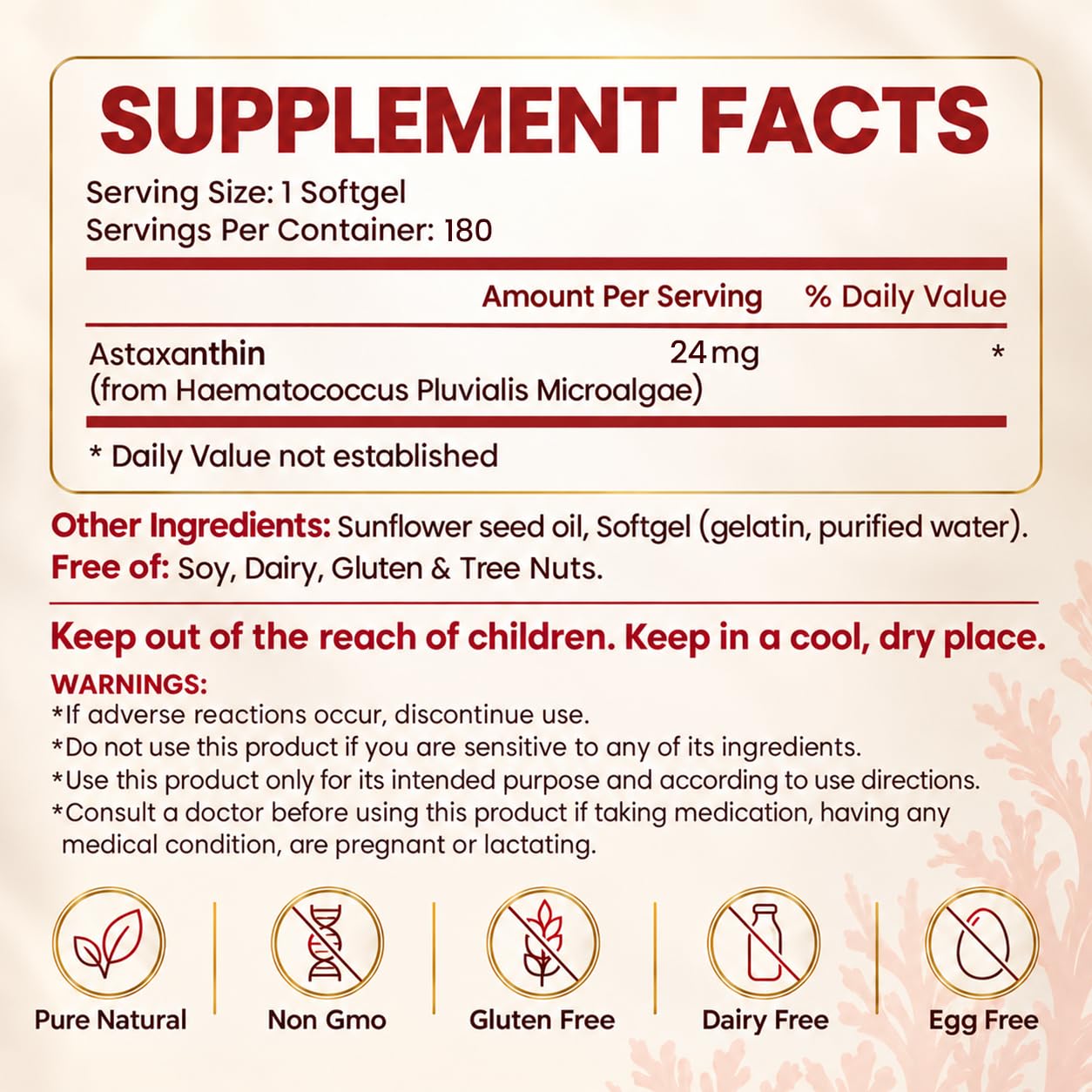 Astaxanthin 24mg Supplement, 180 Softgels, 6 Month Supply — Amazon image 7