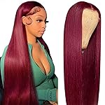 bunGiol 13x6 99j Burgundy Lace Front Wigs Human Hair Pre Plucked HD Straight Lace Front Wigs Human hair Glueless Red Wig Wine Red Colored Lace Front Wigs For Women 180 Density 20 Inch