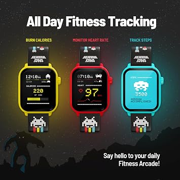Space Invaders Retro Gaming Smart Watch, Selective Tech, Red
