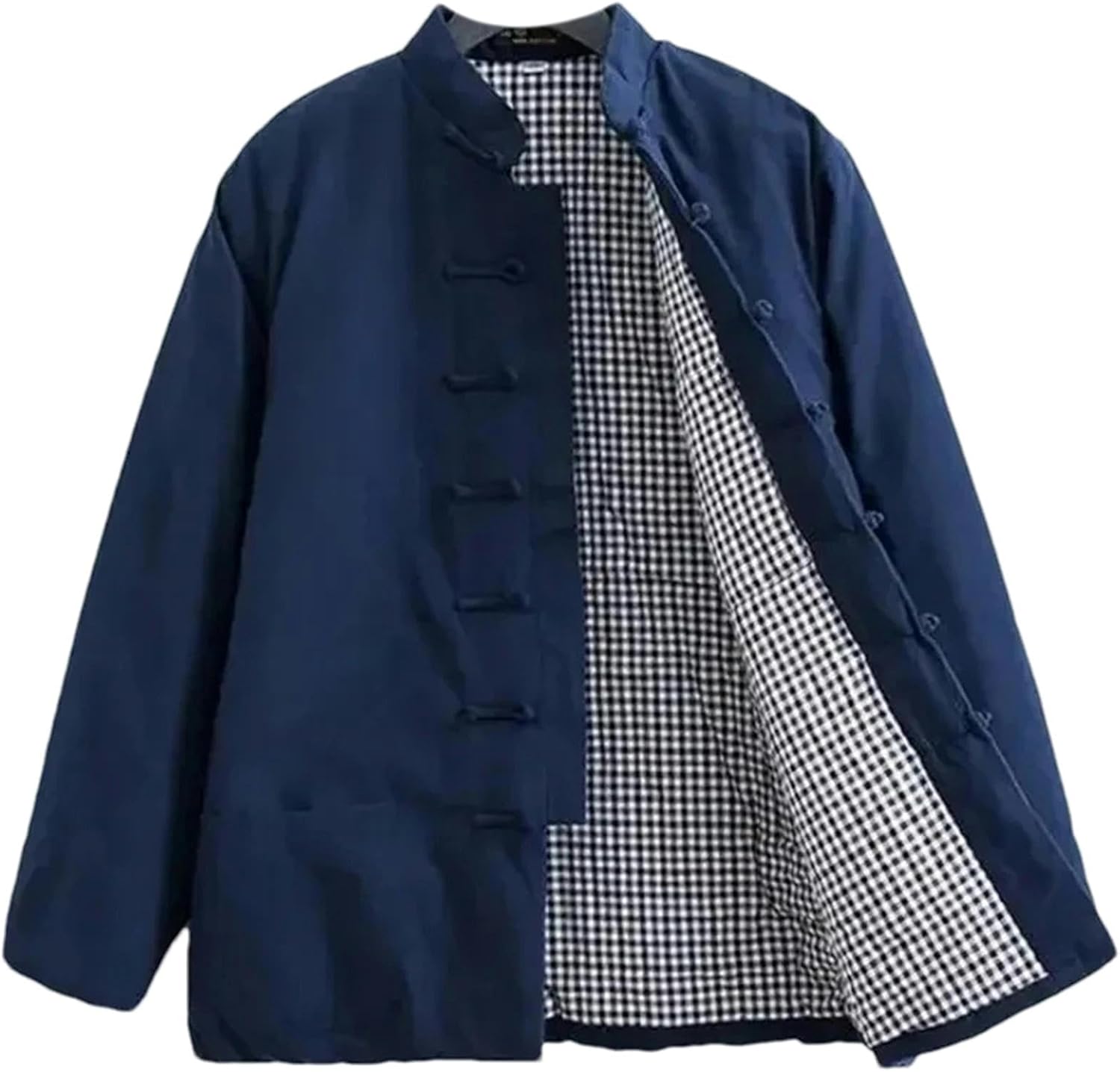 Men Traditional Chinese Retro Tops Hanfu Tang Suit Winter Warm Cotton Jackets Stand Collar Button Kung Fu Coat