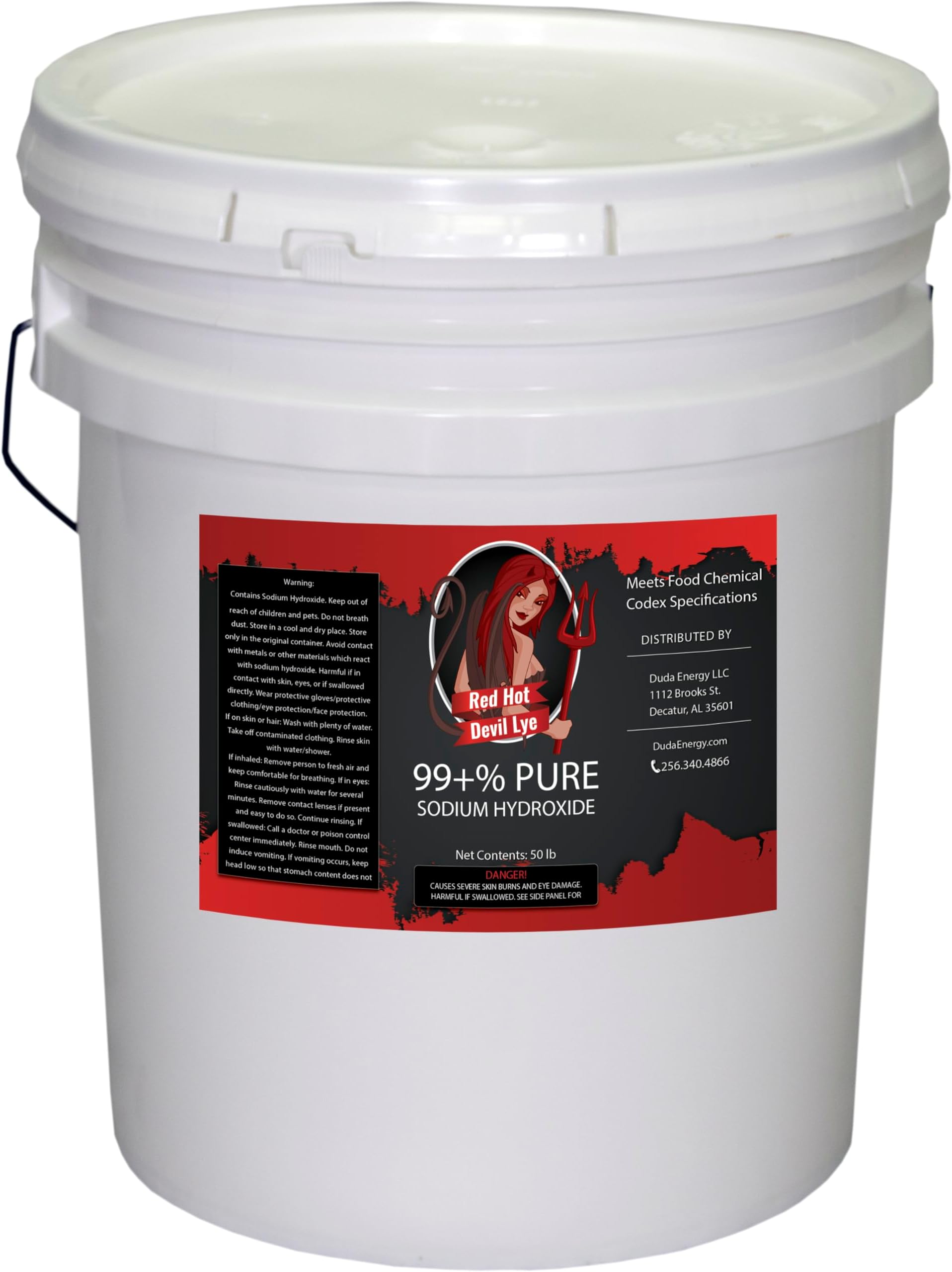 50 lb Pail Red Hot Devil Lye Sodium Hydroxide, Import Material, High Grade Caustic Soda Beads