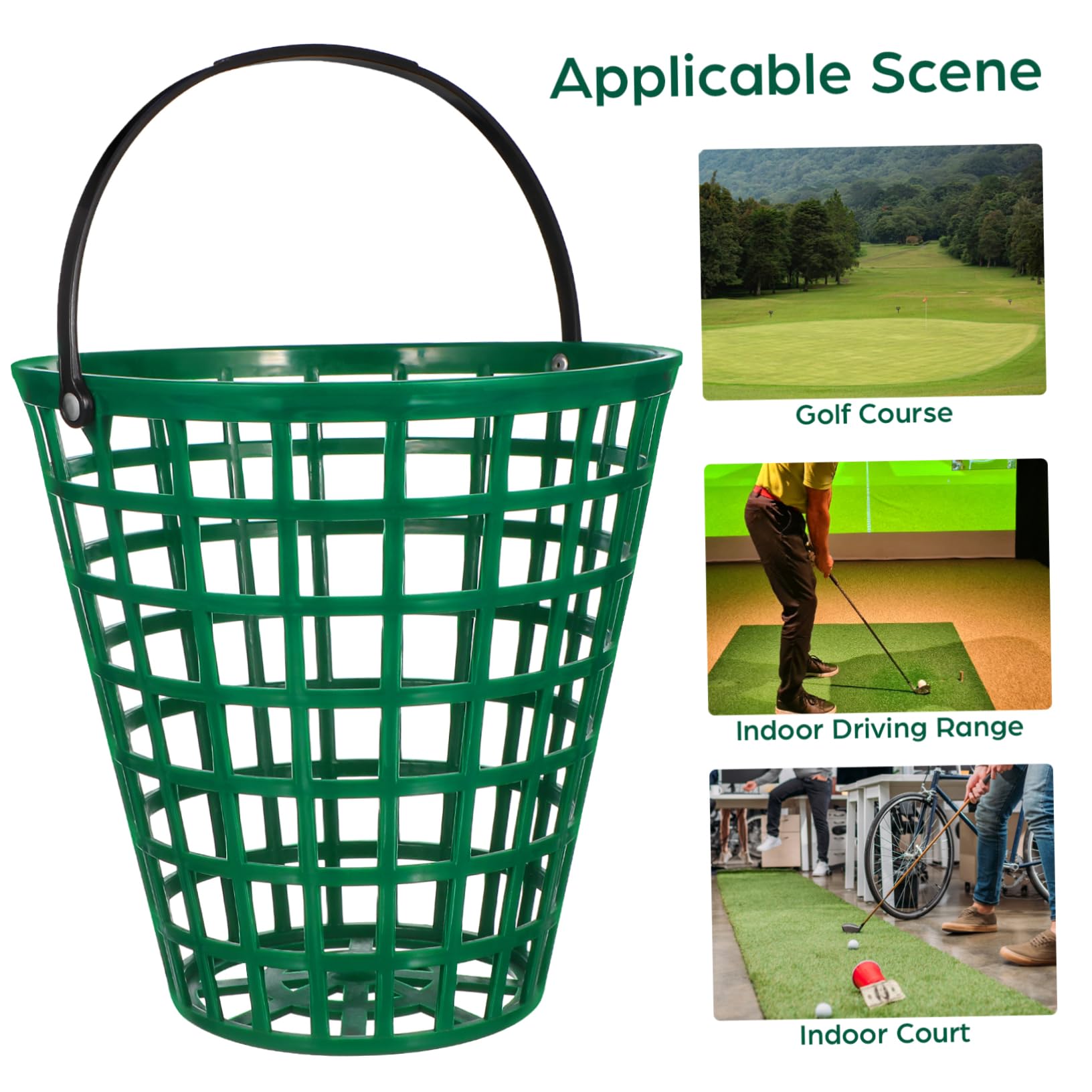 SUPVOX Cesta para Bolas de Golf con Asa Capacidad para Bolas Cubo Apilable Resistente para Exterior y Clubes
