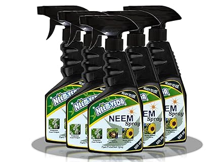 Home-Secure Neem Veda Organic Neem Oil Spray for Plants Insects, Ready to Use, Natural Pesticide Insecticide Fungicide for Organic Gardening, pest control fungus control insect control (Pack of 5)