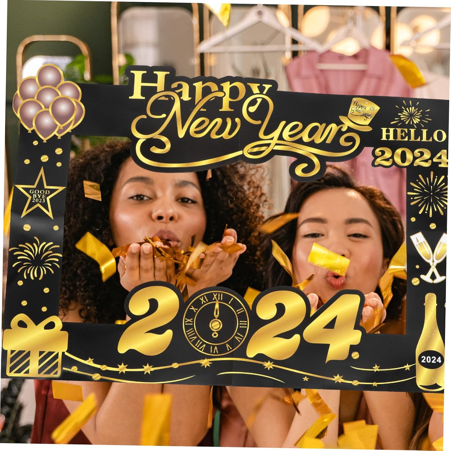 Didiseaon Year Photo Booth Frame Prop Adorable Party Photo Props for Festive Celebrations for Social Media Moments Creative Decoration for Years Festivities
