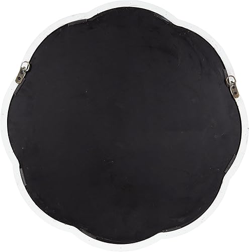 Miniatura 7 de Kate and Laurel Maren - Espejo redondo festoneado costero decorativo con curvatura suave y pintura ligera envejecida, 26 pulgadas de diámetro, blanco