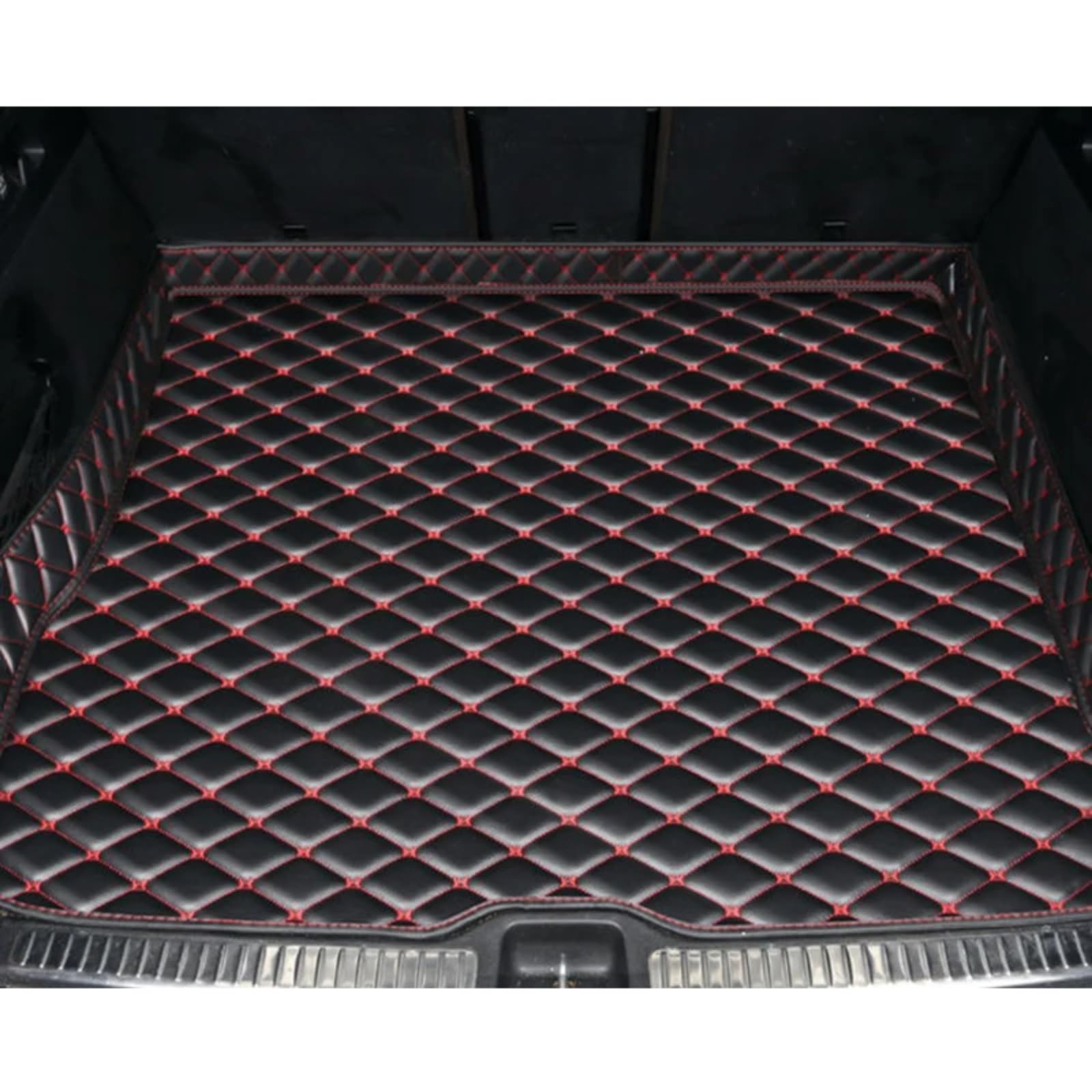 Tapis de coffre de voiture personnalisés haut de gamme finition cuir noir rouge Audi Q7 - 8