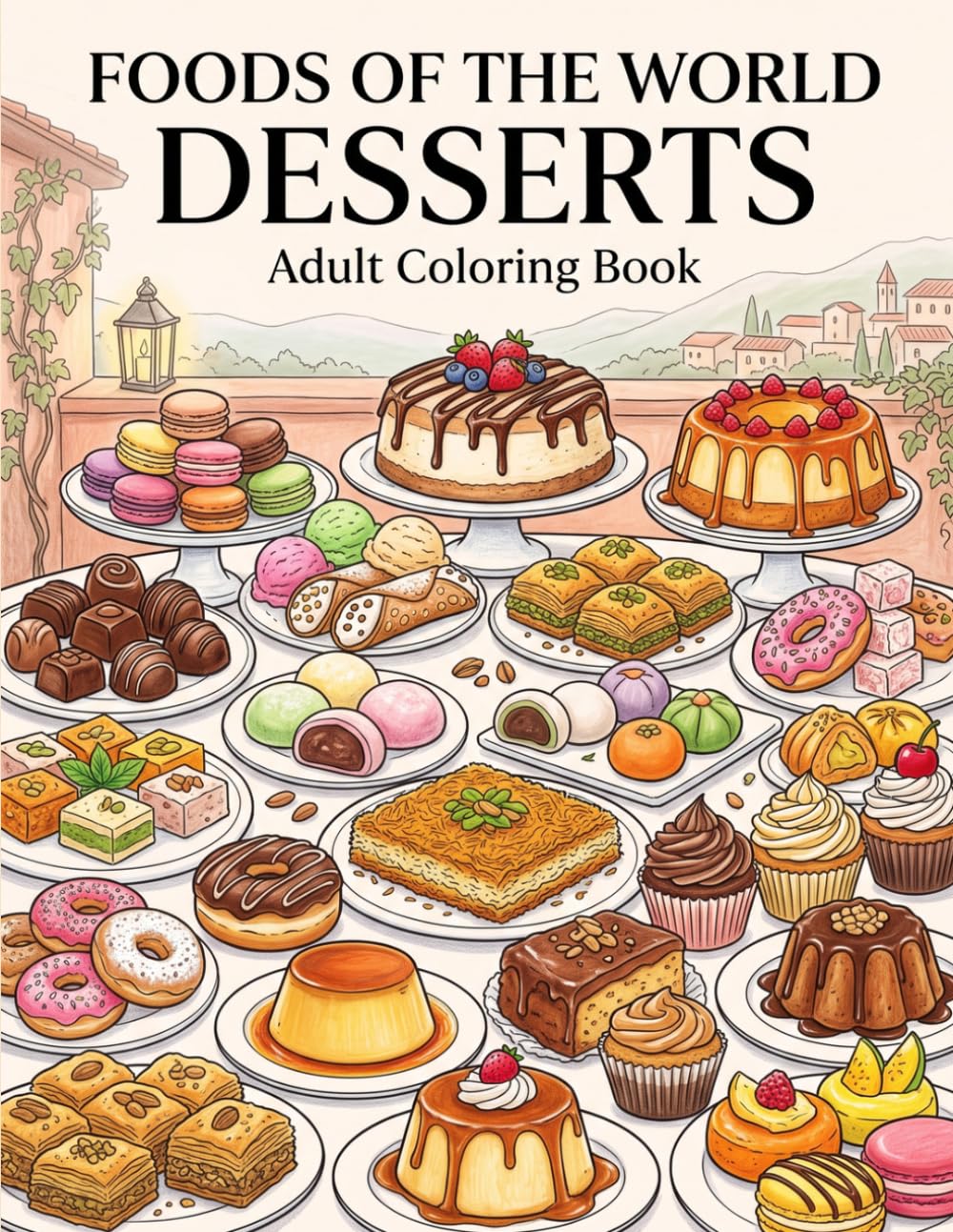 Desserts of the World - An Adult Coloring Book: Delicious Cakes, Pastries, and Traditional Sweets from Around the World for Relaxation and Creativity