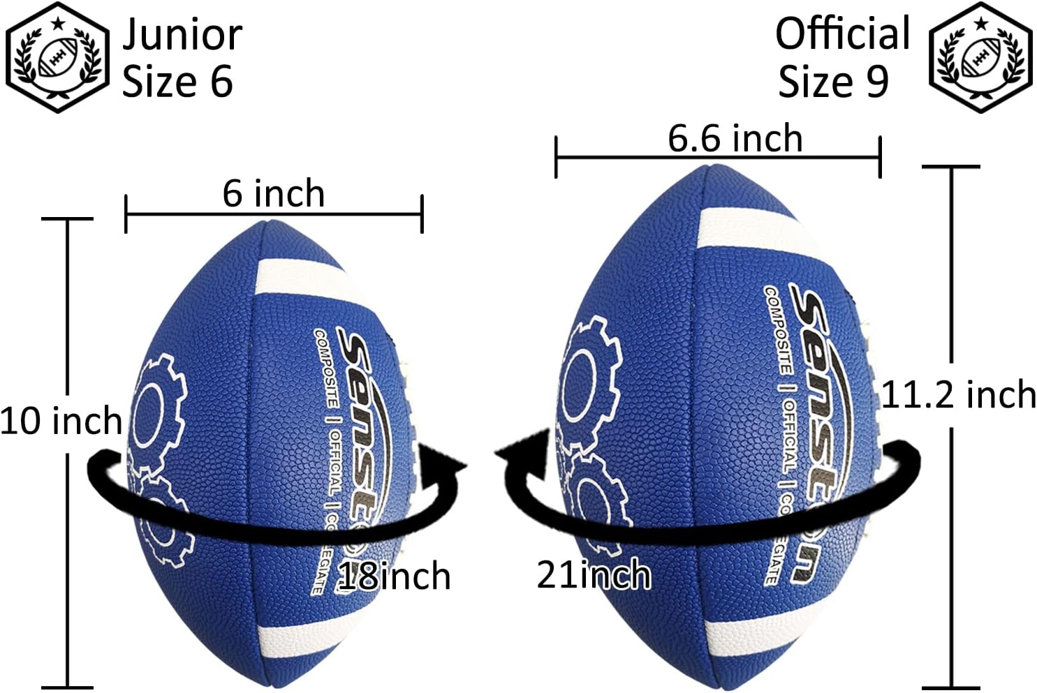 Senston Football Size 9/6 - Premium Composite Leather High School/Kids/Junior/Youth Football with Pump Size Football with Pump : Sports & Outdoors