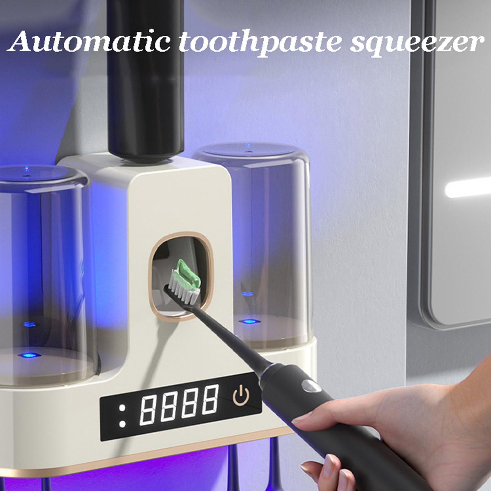 Soporte de pared para almacenamiento de cepillos de dientes eléctricos, esterilización de cepillos de dientes, soporte UV, exprimidor de pasta de dientes, accesorios de baño,Grey