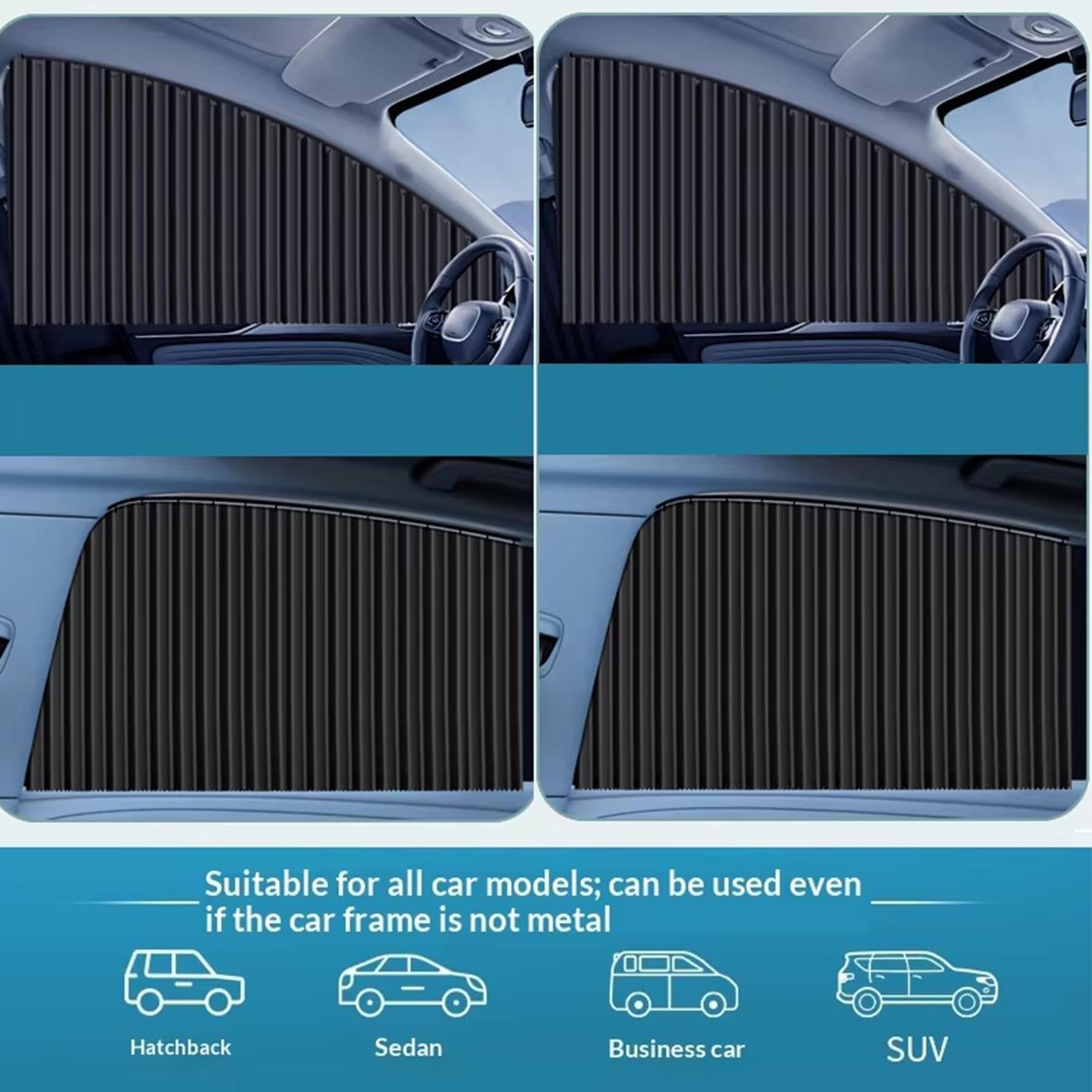 Tendine Parasole Auto 4 Pezzi Blocca Luce Protezione Raggi UV Scorrimento | Protezione Privacy dei Finestrini Auto Per Viaggi Campeggio Pause Vacanze Festività e