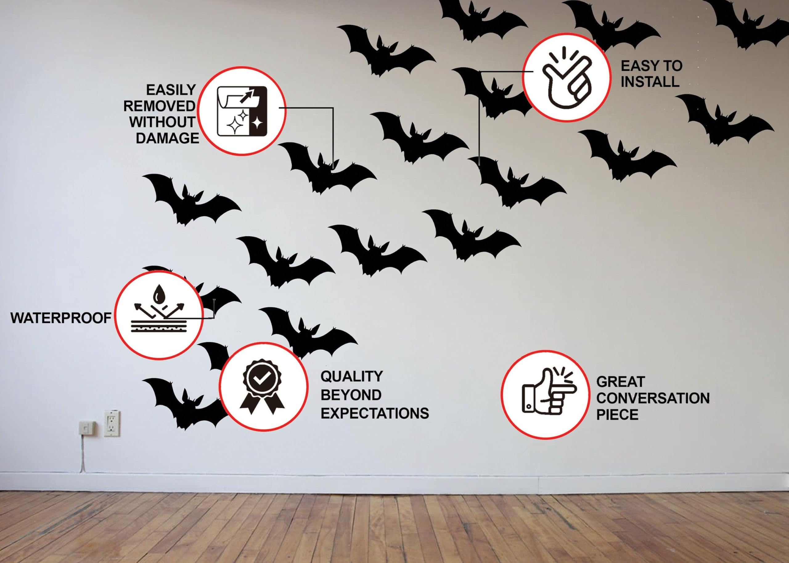 25 x naklejki na okna nietoperzy halloweenowych – naklejki na okna na 31 października 25 cm