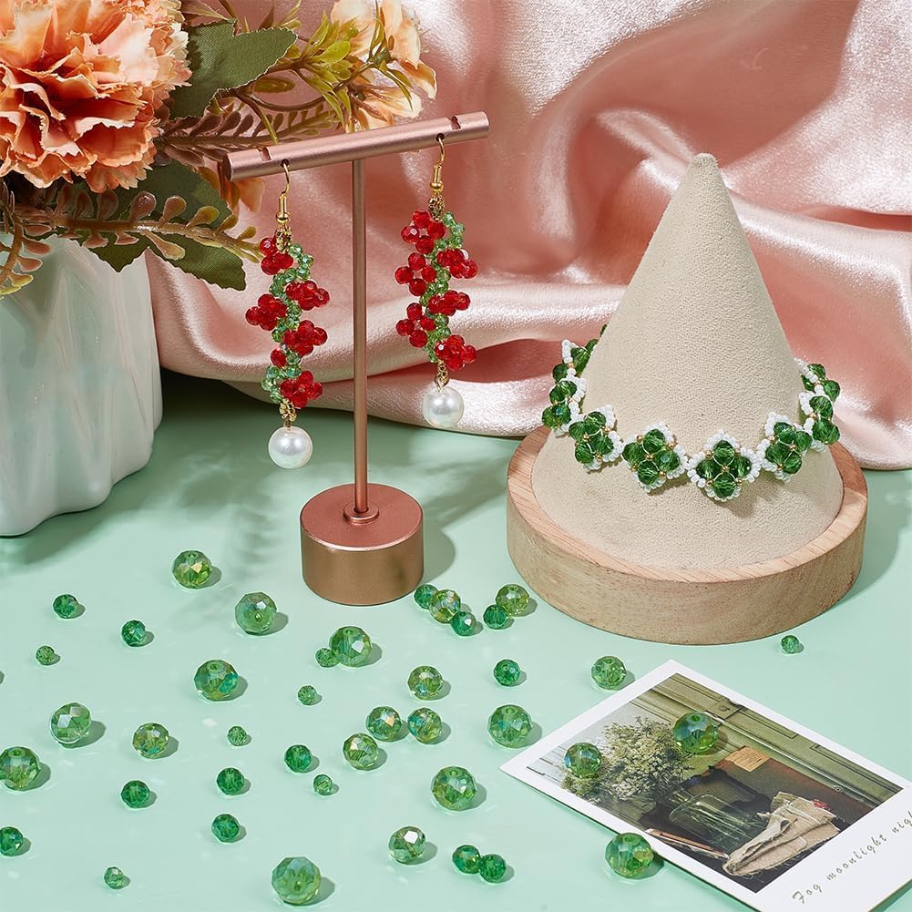 1000Pcs Glass Beads for Jewelry Making Crystal Beads for Bracelet Craft Necklace Earring Making Assorted Color 5 Style/Crackle Round/Briolette Faceted/Bicone/Cube/Four-Leaf Clover / 4 Size - Image 2