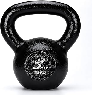 Jimwalt Heavy Duty Enameled Cast Iron Kettlebell | Smooth Non-Slip Grip, Chip-Resistant Coating | Perfect for Strength Training & Home Gym (Enameled Coated 18KG)