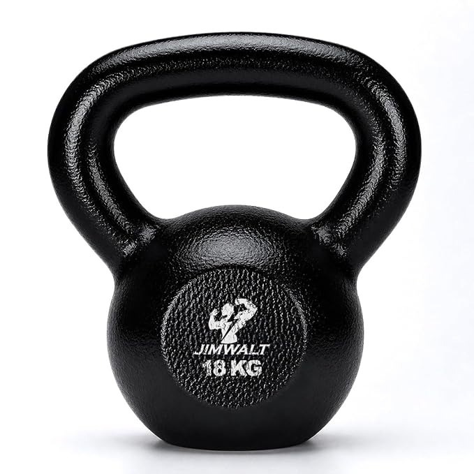 Jimwalt Heavy Duty Enameled Cast Iron Kettlebell | Smooth Non-Slip Grip, Chip-Resistant Coating | Perfect for Strength Training & Home Gym (Enameled Coated 18KG)