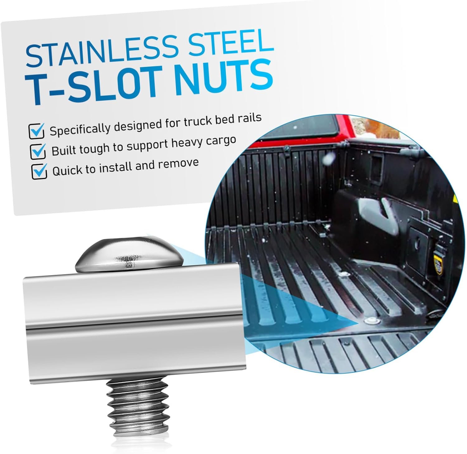 4pcs Truck Bed Rail Nuts t Slot Nuts for Cargo Rail Stainless Steel Heavy Duty Easy to Install Fit