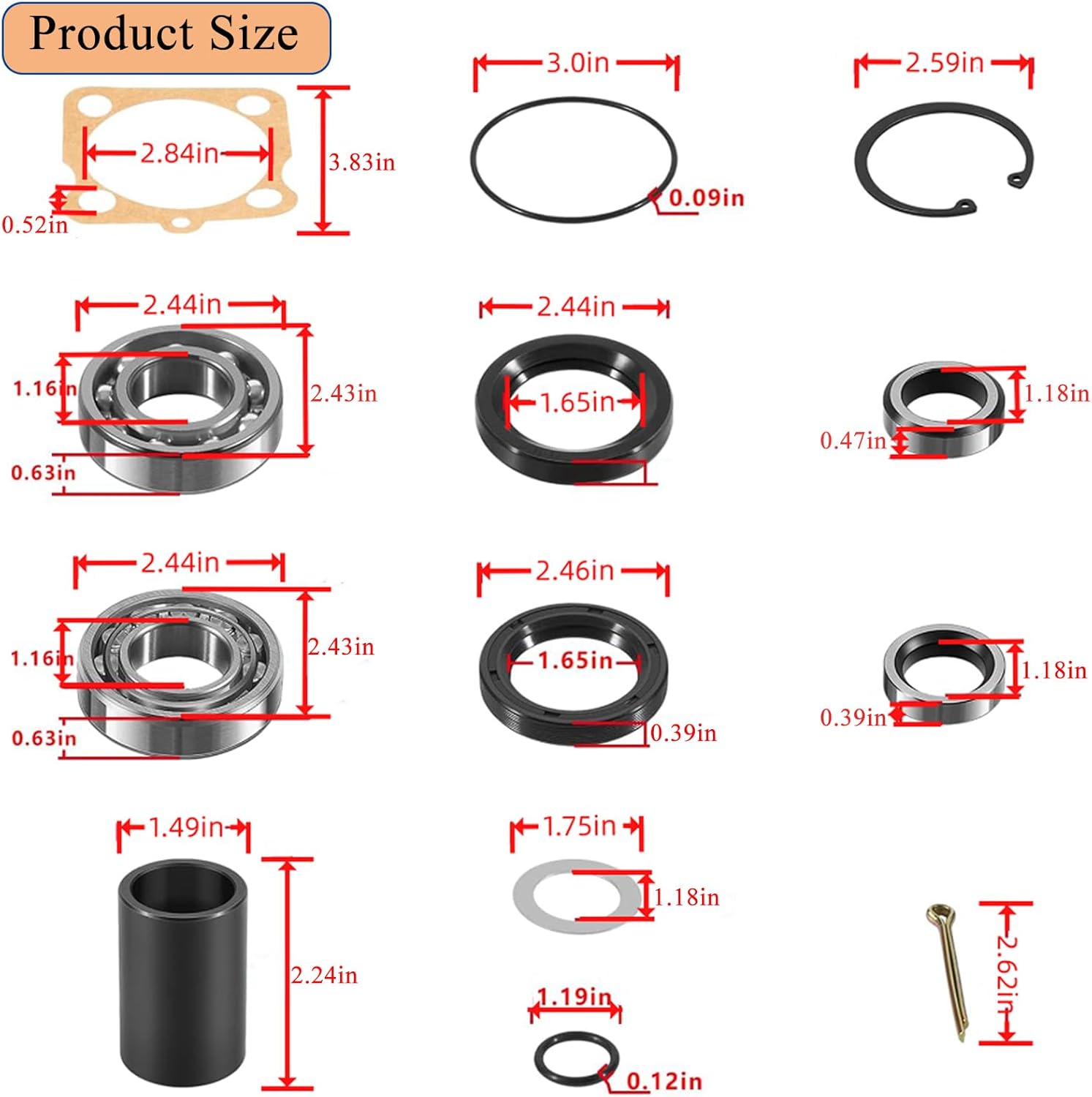 Rear Axle Bearings Seals Kit for Vw Type 1 Bug Karmann GHIA, for Type 3 Squareback Fastback Notchback and Beetle 1968-1979