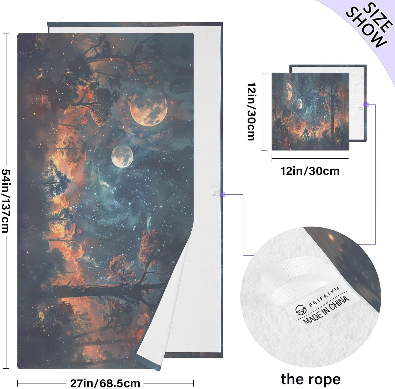 Hand Towels Premium Soft and Highly Absorbent Starry Night and Stars 2 Pcs Towels for Bathroom Set 100% Cotton Decorative Face Towels