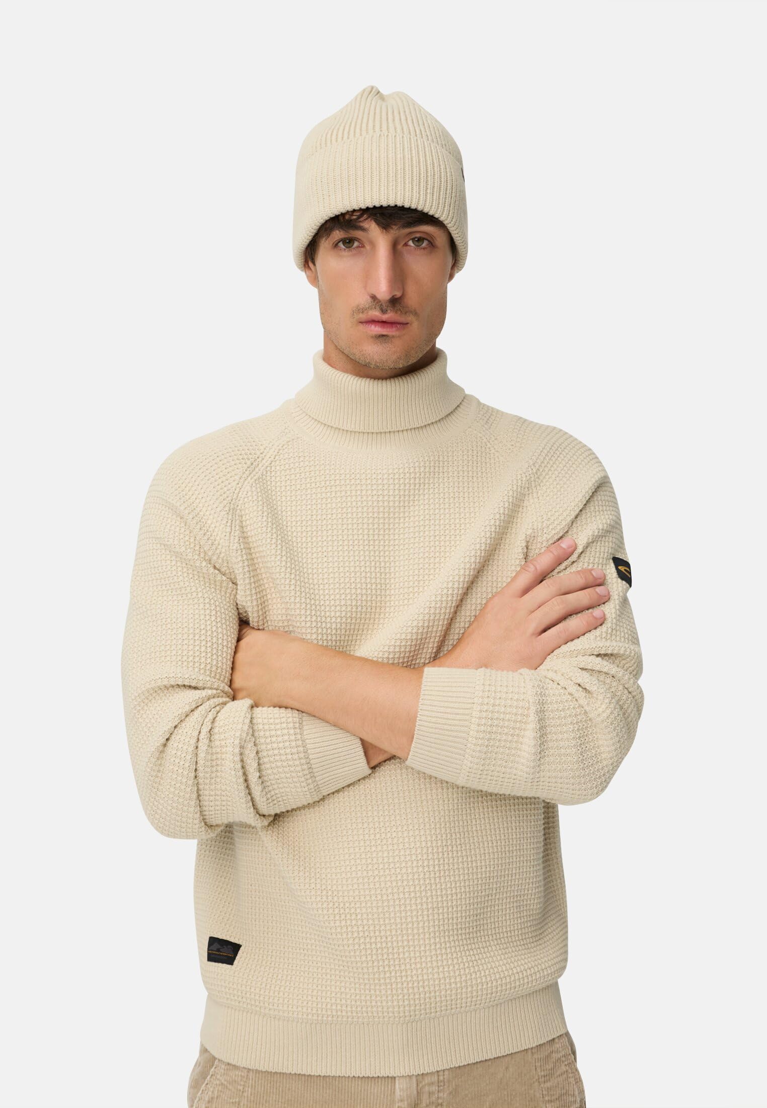 camel active Herren Strickpullover mit Stehkragen