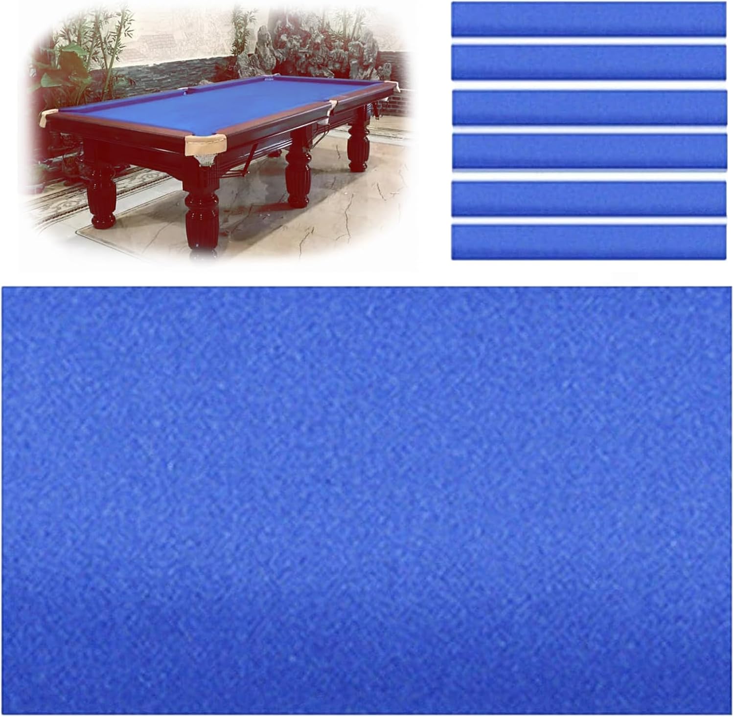 Snooker Billiard Table Cloth, Including Billiard Table Cloth and Table Edge Strips, Suitable for Home, Clubs, Bars, and Indoor Sports Games.(Blue,7FT)