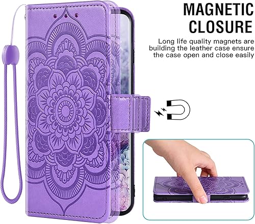 Miniatura 4 de Asuwish Funda de teléfono para Samsung Galaxy A14 5G con protector de pantalla de vidrio templado y soporte de tarjeta de crédito con tapa de cuero,