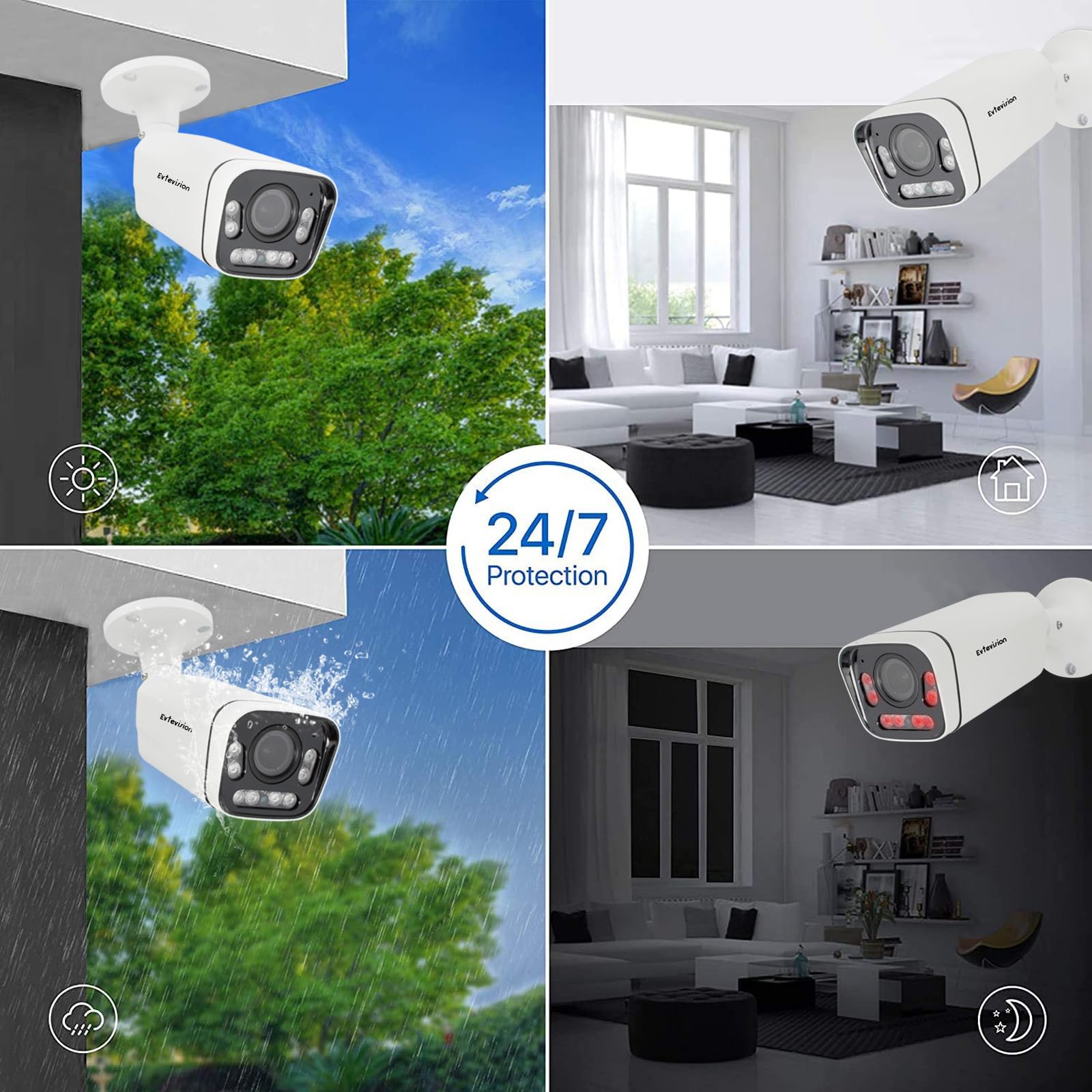 Bala Cámara de Seguridad 1080P HD 4 en 1 TVI/CVI/AHD/CVBS Cámara 2.7-13.5mm Lente varifocal IP67 Impermeable 130 pies Interior/Exterior Cámara de Seguridad de vigilancia