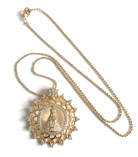 Miniatura 4 de Virgen de la Caridad del Cobre Necklace 17.5 Inches Ball Chain Round Cuban Medal