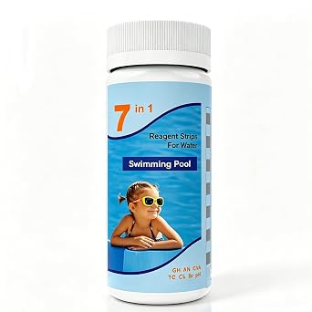 Hot Tub and Pool Test Strips, 7in1 50ct Quick & Accurate Spa Test Strips,Pool Water Test Kit, Salt Testing Kit for Testing Bromine, pH, Hardness, Alkalinity, Chlorine,
