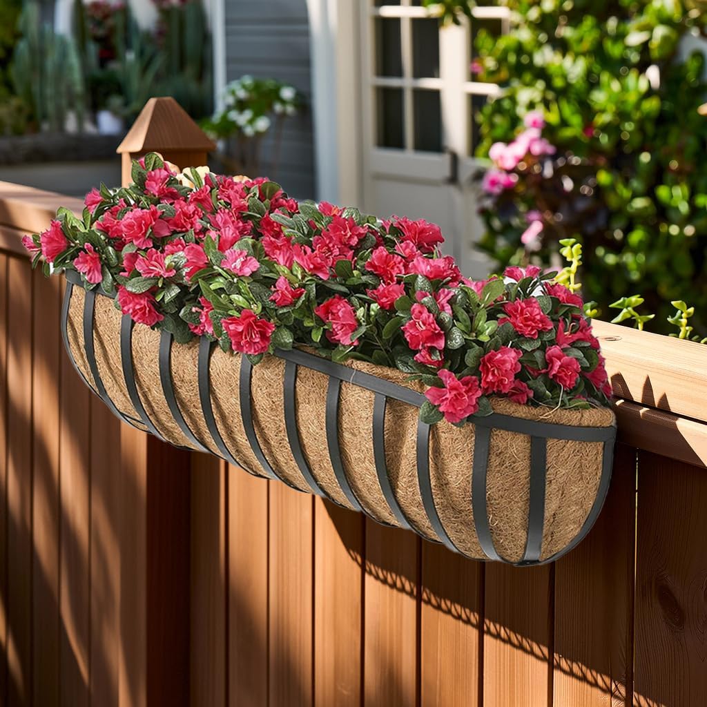 3Pcs Pre-Formed Coco Fiber Liners for Planters, Window Boxes & Fence Flower Baskets Replacement (30in)