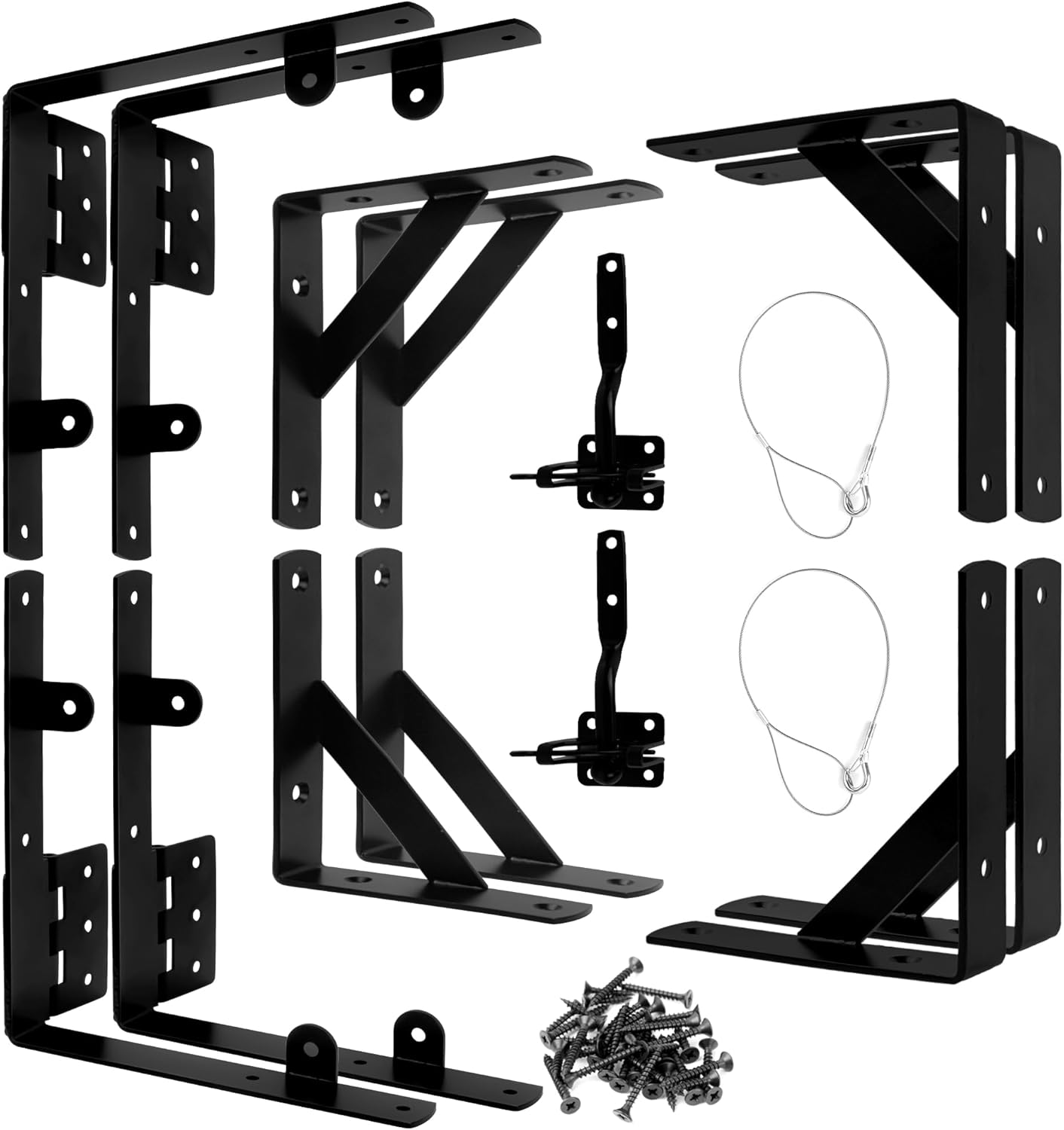 Anti Sag Gate Frame Kit Heavy Duty Gate Corner Brace Bracket with a Self-Locking Gate Latch Gate Kits for Wooden Fence Garden Wooden Driveway Gates Shed Doors Corral Gates 2 Sets