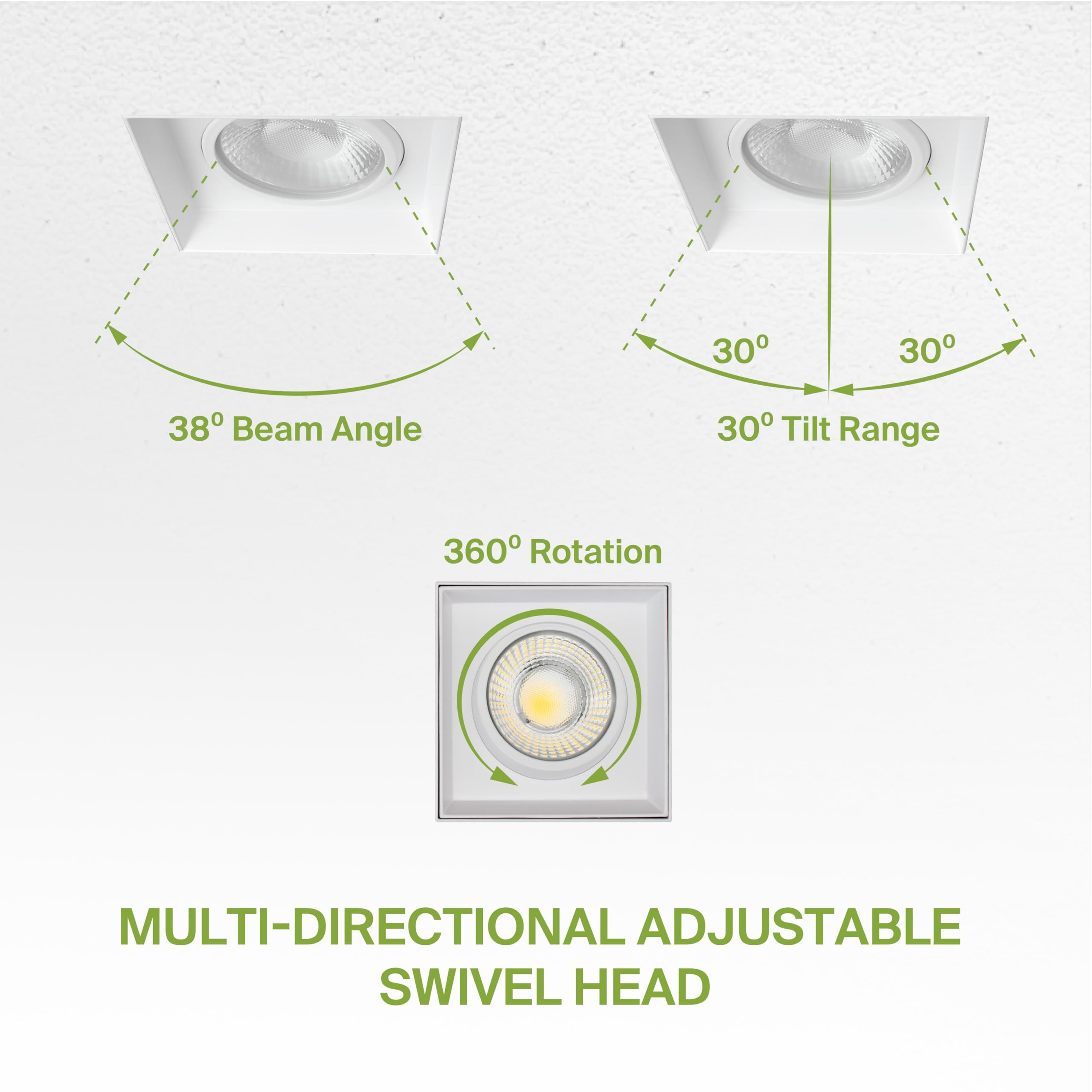 Snapklik.com : 3/4 Inch LED Recessed Lights 1-Head Adjustable, Trimless ...