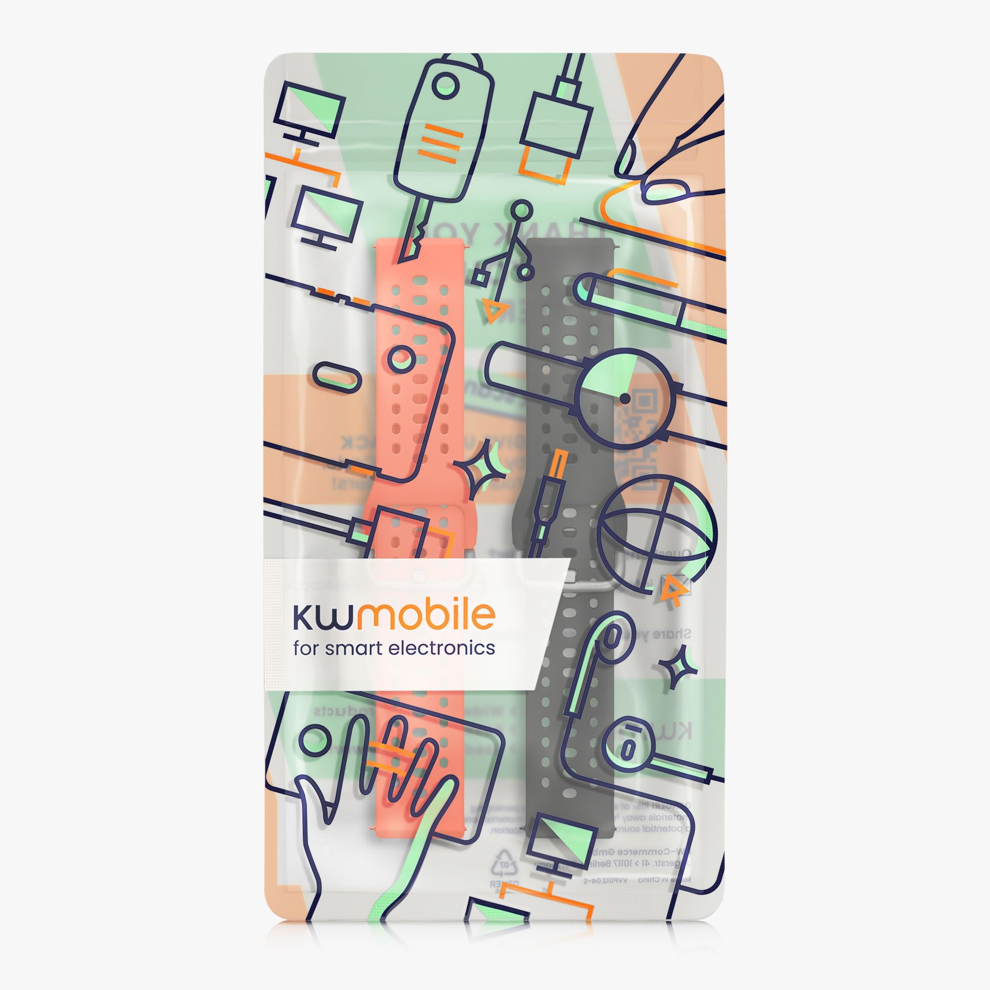 kwmobile Pasek kompatybilny z zegarkiem Amazfit Bip 6, 2 x zapasowy silikonowy pasek do zegarka, Amazfit Bip 6, Silikon TPU Silikon