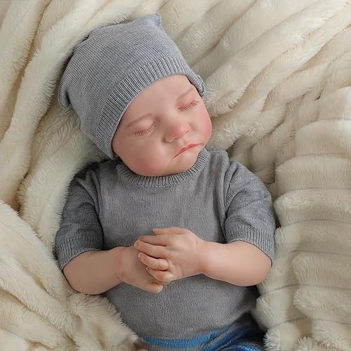 Miniatura 2 de Muñecas de bebé Reborn de 18 pulgadas, muñeca realista de bebé como durmiendo para niñas y niños con un oso de juguete, muñecas para niñas con