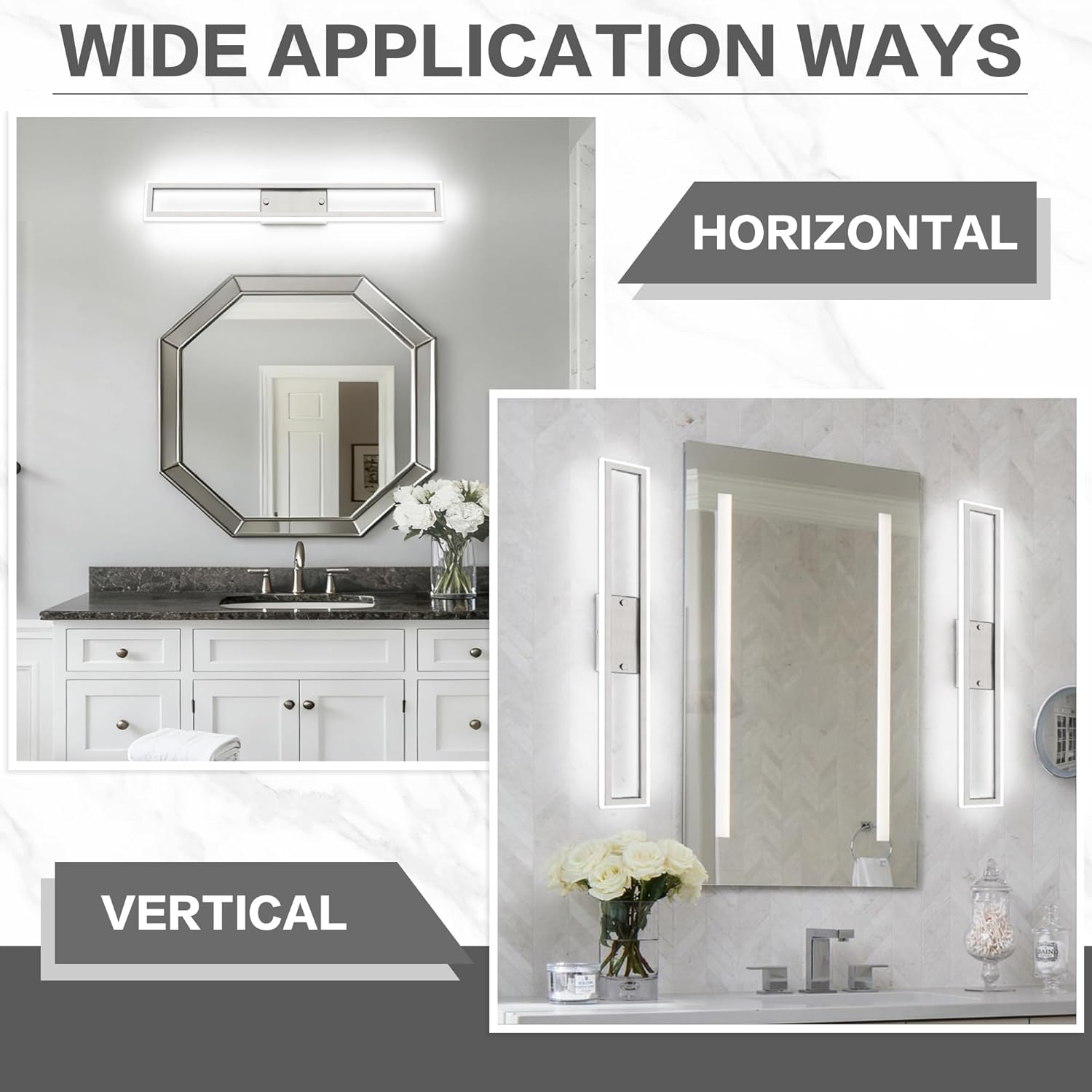 ZUZITO LED Vanity Light - Brushed Nickel Bathroom Light Fixture Dimmable - 32 Inch Modern Bathroom Lights Over Mirror 6000K