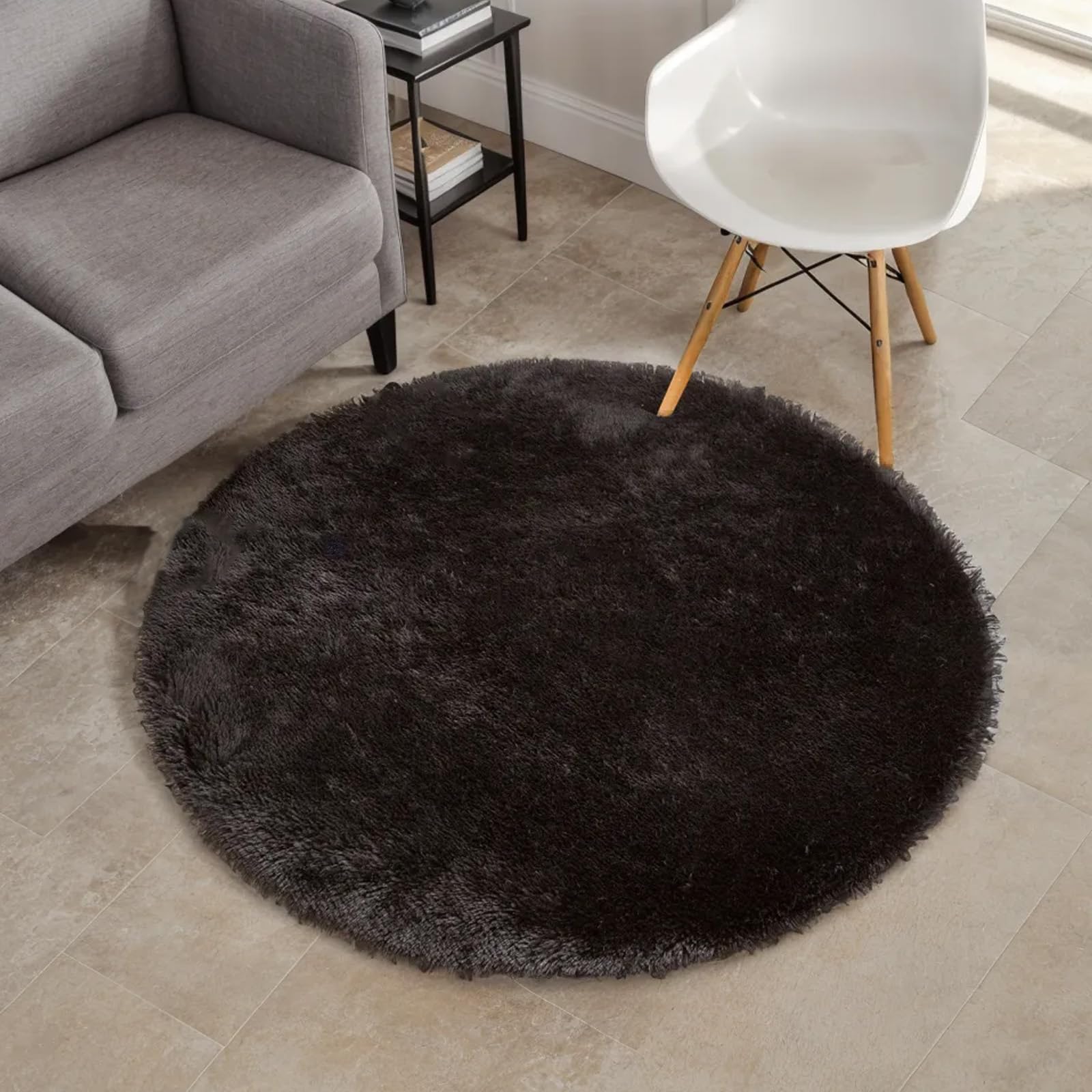 lekeplus Rugs Round Soft Shaggy Non-shedding Non-slip Modern Indoor Outdoor Fluffy Rugs, for Living Room Bedroom