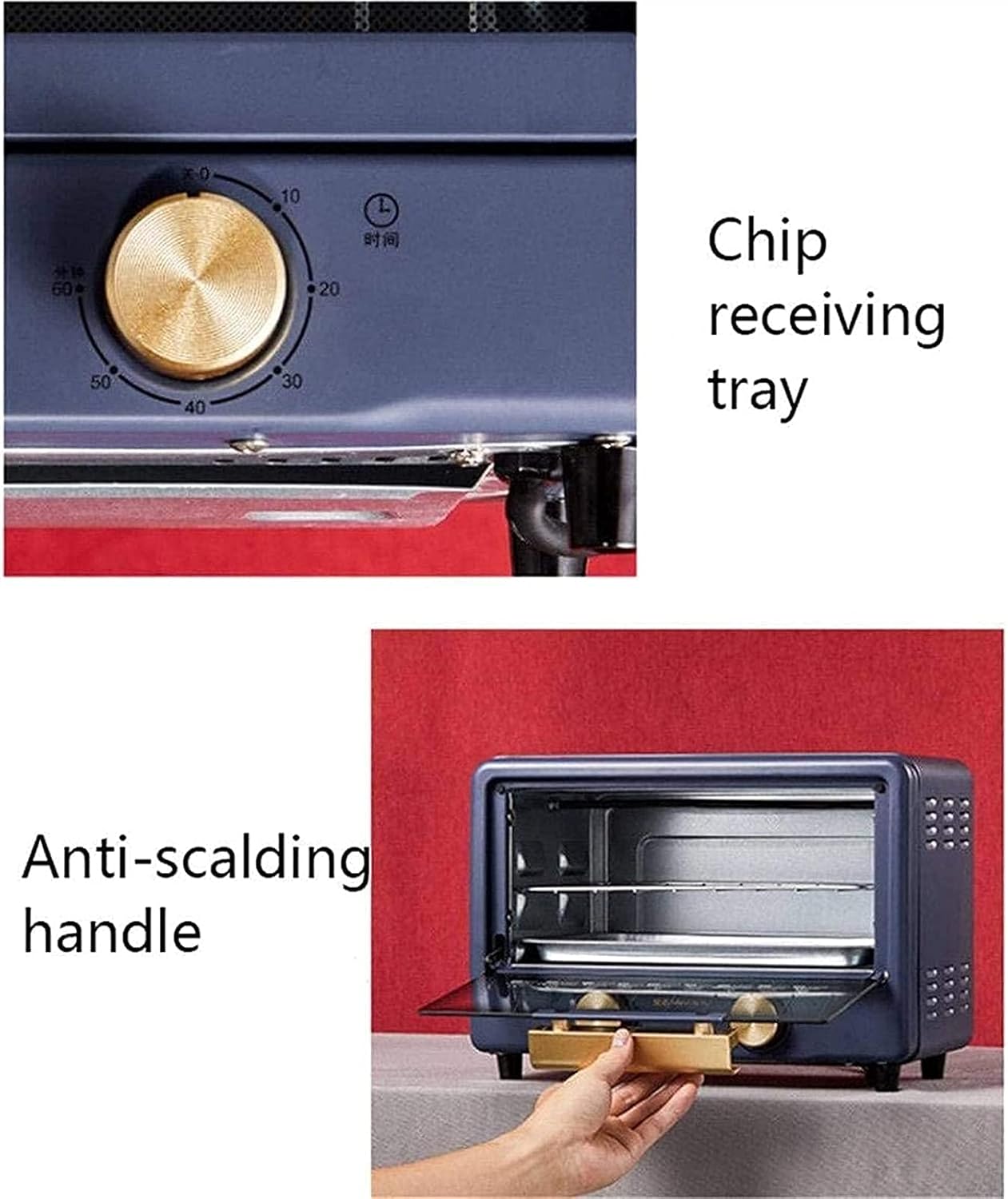 Tabletop Electric Oven 12L Mini Oven 0-230 ℃ Adjustable Temperature and 60 Min Timer Three-Layer Household Baking Electric Ovens Aesthetic and l