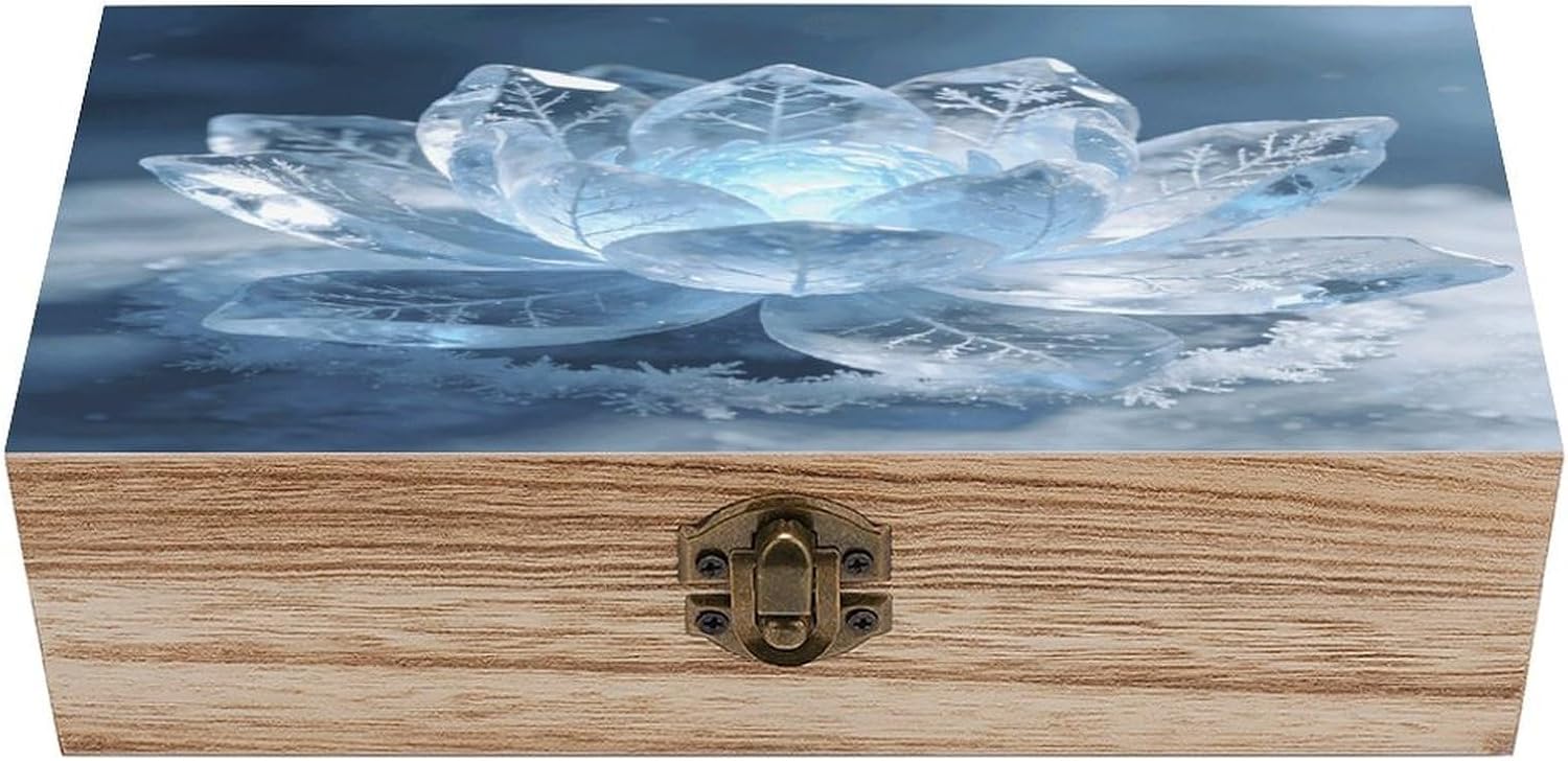 Frost Lotus Glowing Light Wood Box Rectangular Organizer Box