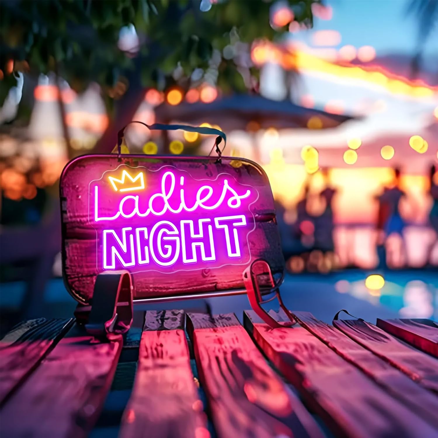 Ladies Night Pink Neon Sign for Wall Decor, Girls Night Out Themed Neon Light Sign, 10Ft Girl Party Neon Light Up Signs for Dinner Party,Wine Bar,Singles Night With Dimmer (Pink and blue ladies night)