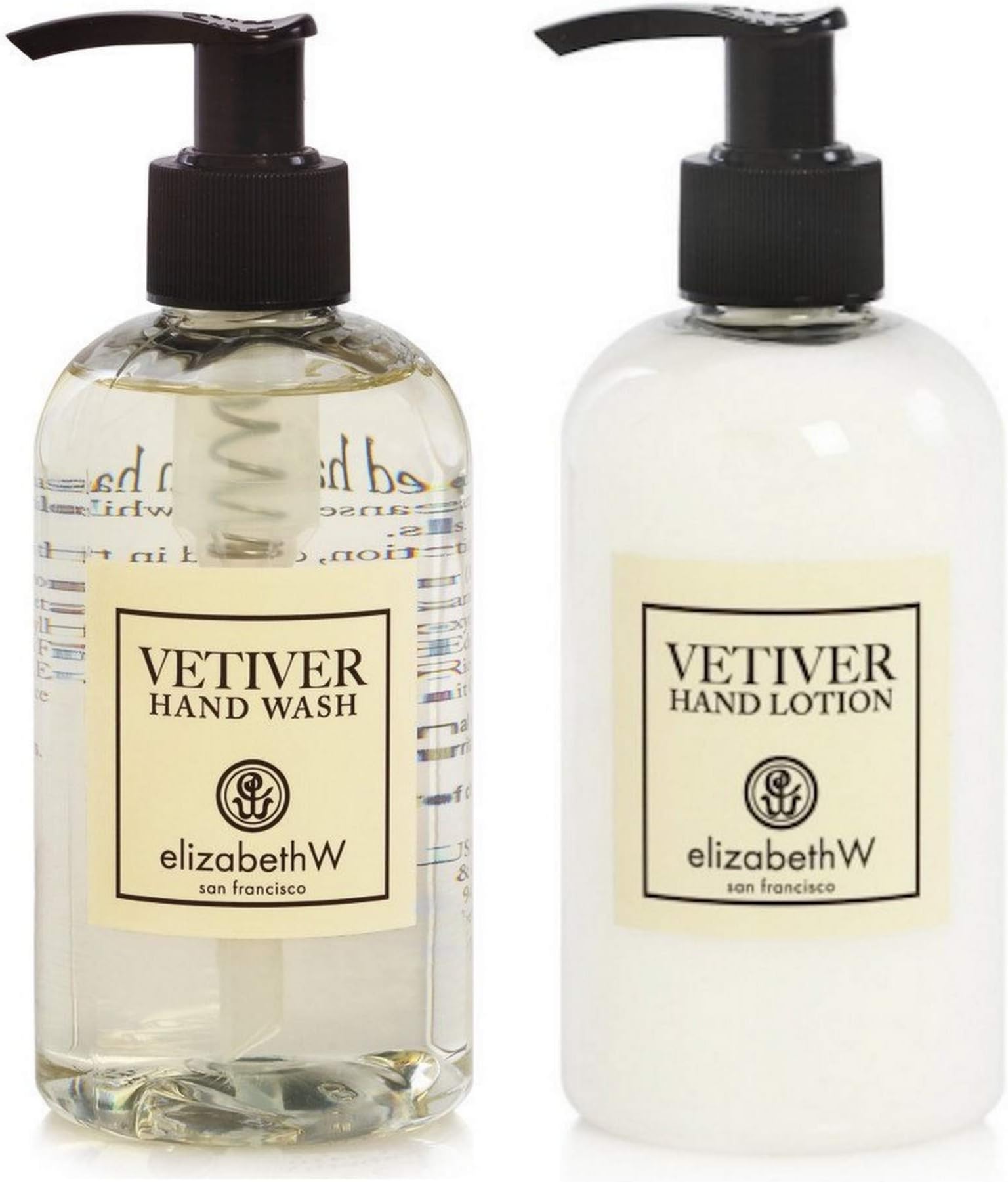 Vetiver Hand Lotion and Hand Wash Featuring a Gute Cosmetic Carrying Bag (3 Piece Bundle) 8 Ounces Each