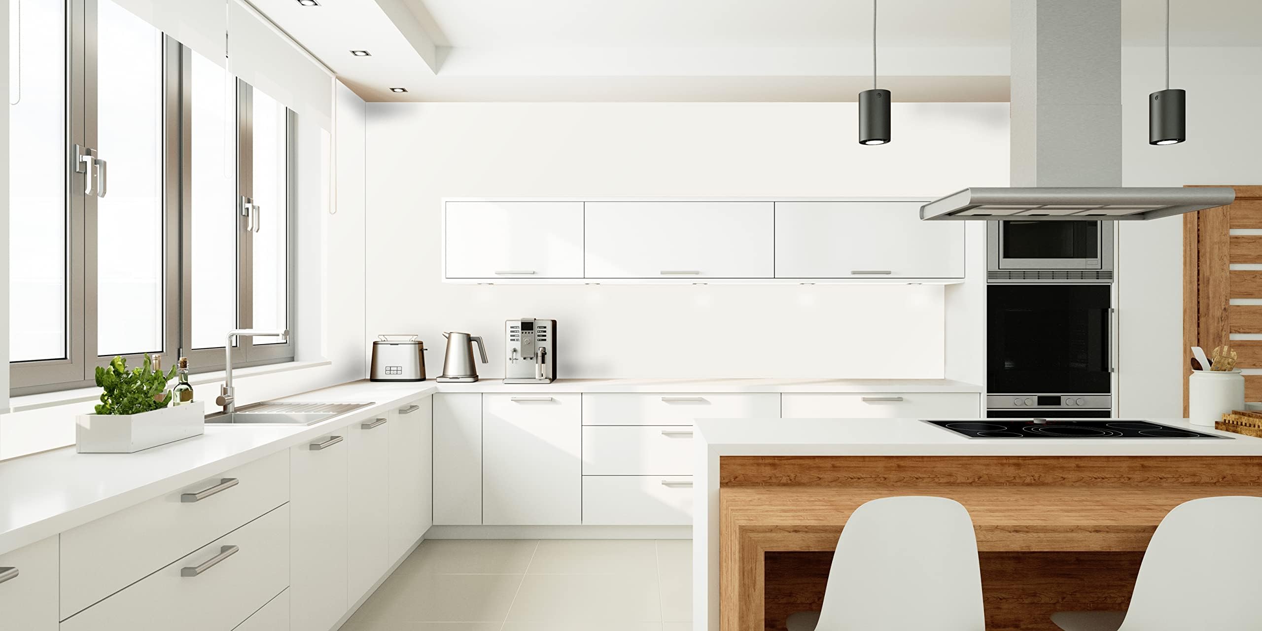WALLando - Protector antisalpicaduras de PVC para cocina | Revestimiento de pared de paneles de plástico para la cocina, placa de PVC, color blanco (240 x 60 cm)